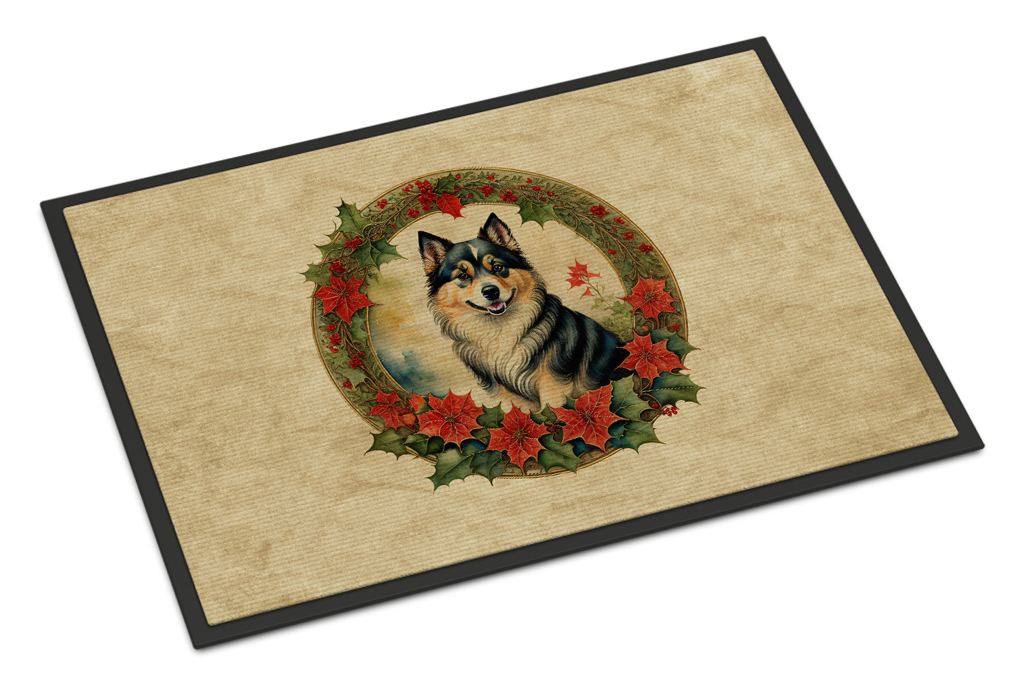 Buy this Finnish Lapphund Christmas Flowers Doormat