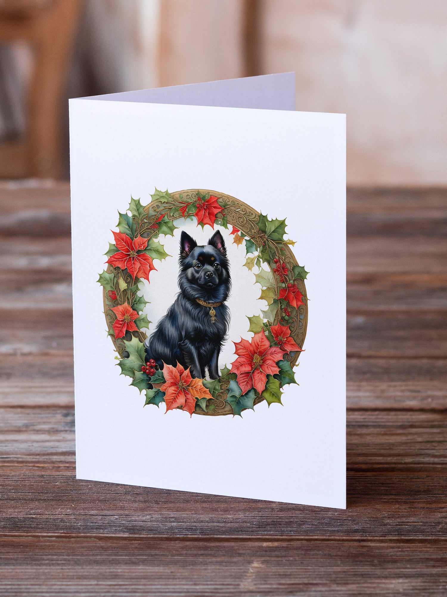 Buy this German Spitz Christmas Flowers Greeting Cards Pack of 8