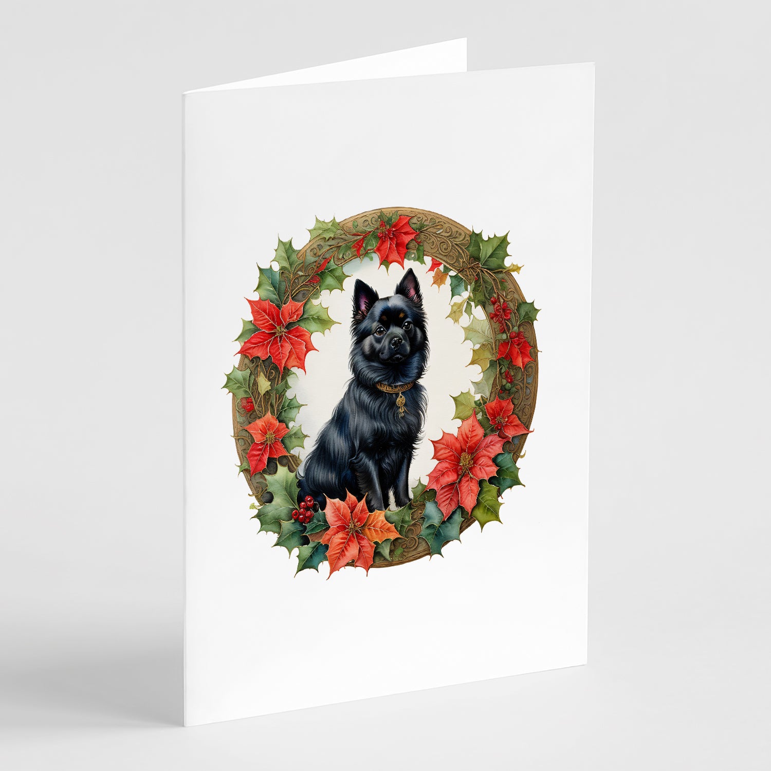 Buy this German Spitz Christmas Flowers Greeting Cards Pack of 8