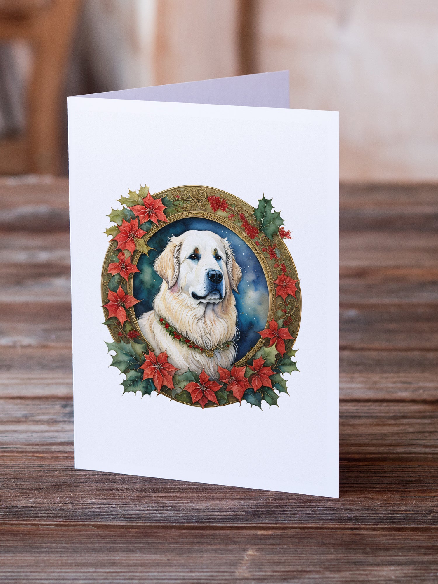 Buy this Great Pyrenees Christmas Flowers Greeting Cards Pack of 8