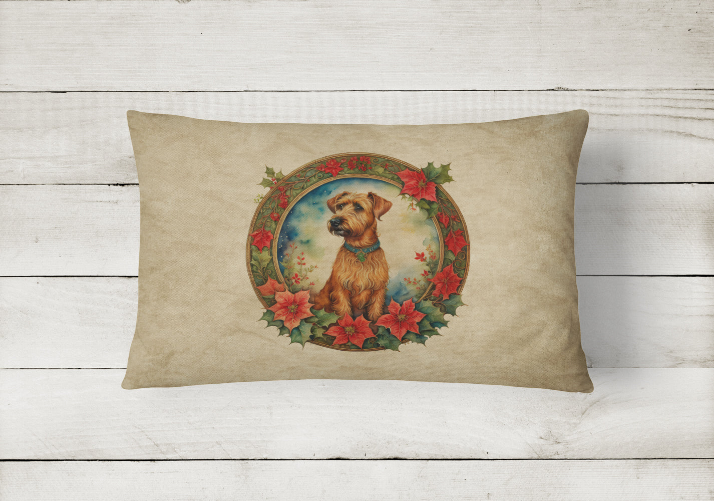 Buy this Irish Terrier Christmas Flowers Throw Pillow