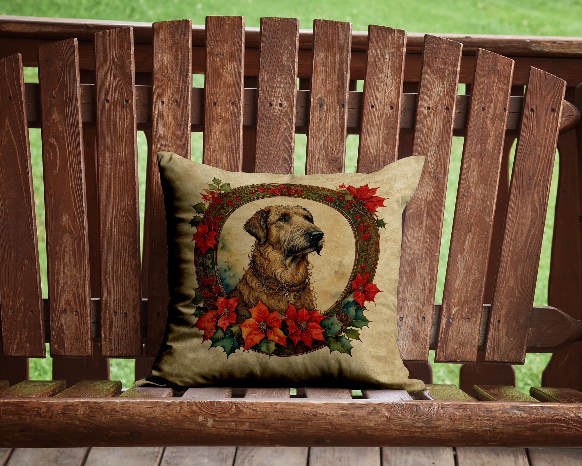 Buy this Irish Wolfhound Christmas Flowers Throw Pillow