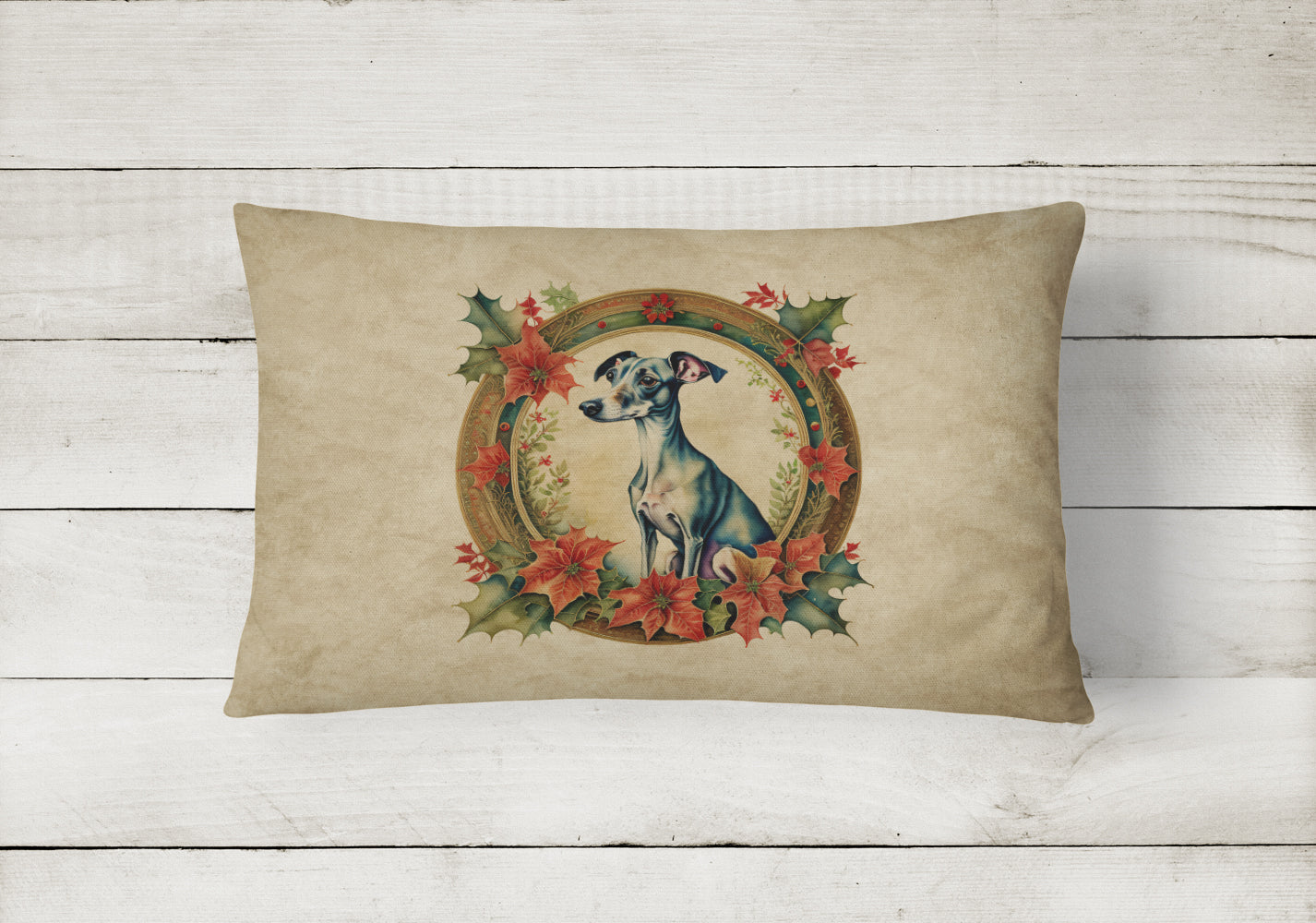 Buy this Italian Greyhound Christmas Flowers Throw Pillow