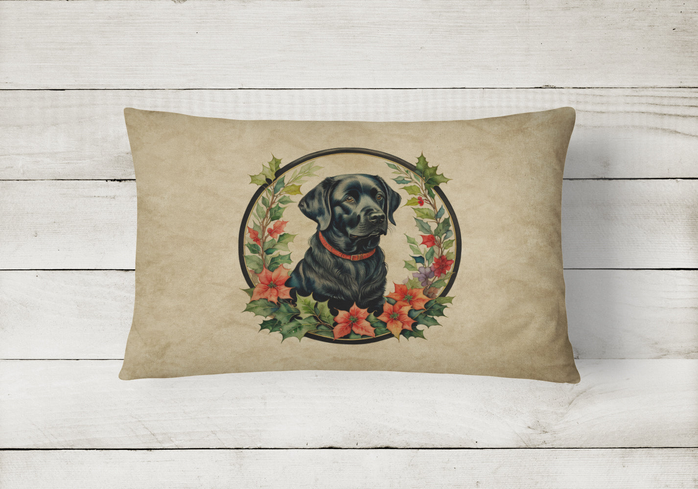 Buy this Labrador Retriever Christmas Flowers Throw Pillow