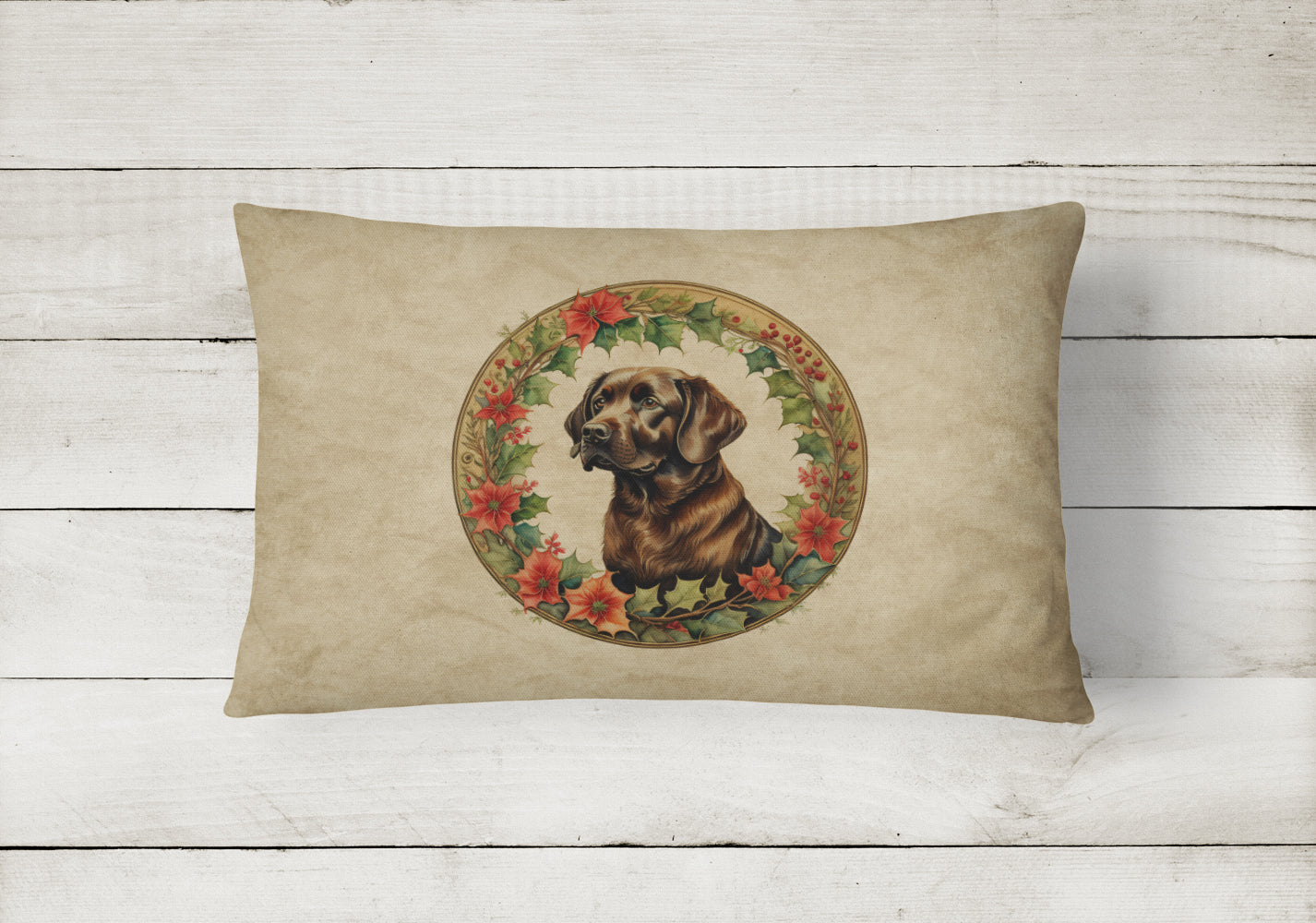 Buy this Labrador Retriever Christmas Flowers Throw Pillow