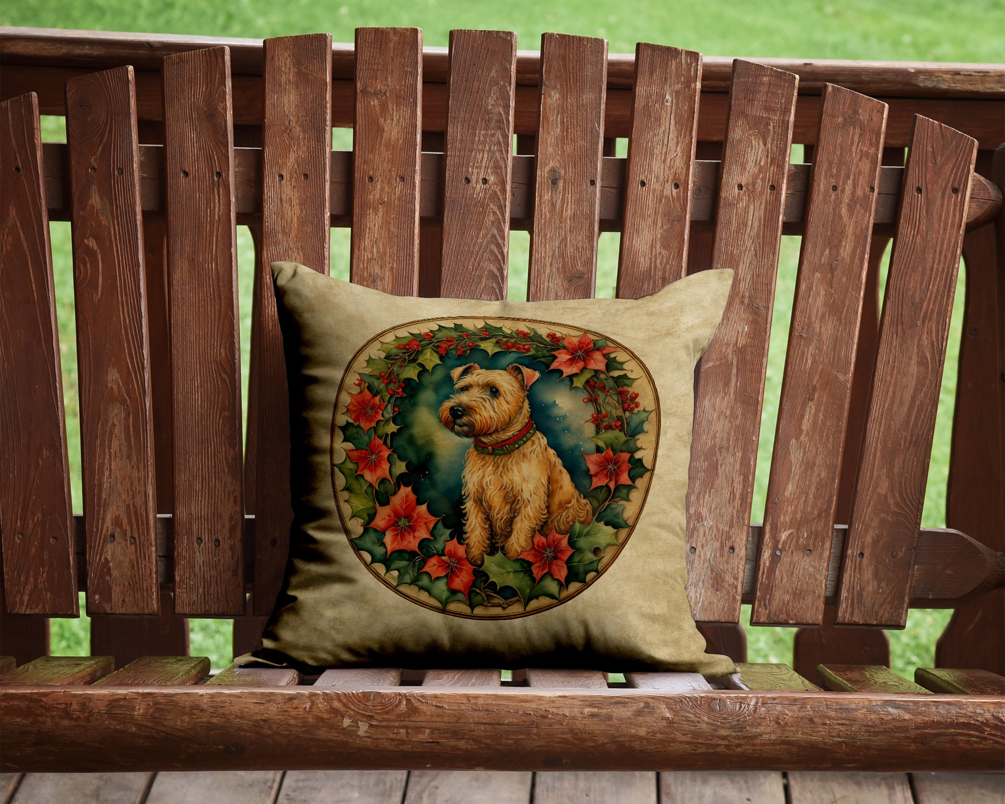 Buy this Lakeland Terrier Christmas Flowers Throw Pillow