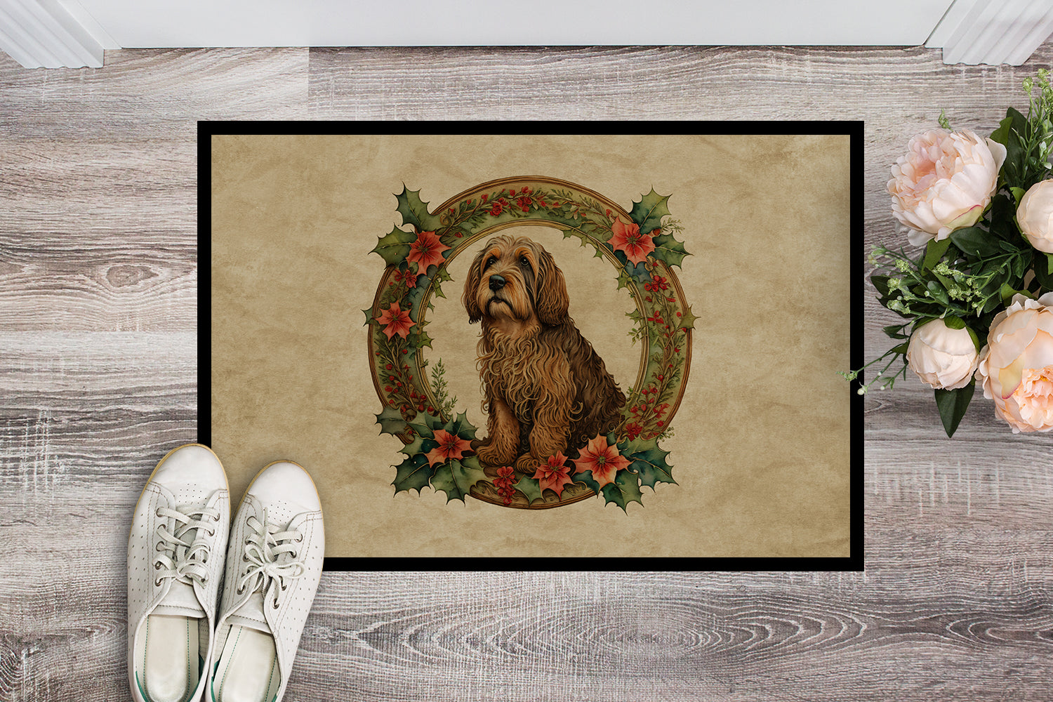 Buy this Otterhound Christmas Flowers Doormat