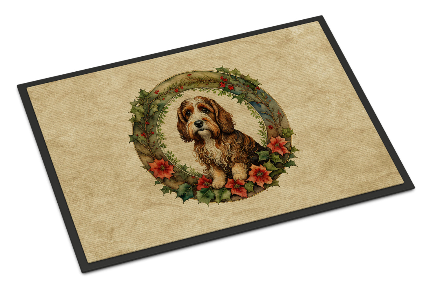 Buy this Petit Basset Griffon Vendeen Christmas Flowers Doormat