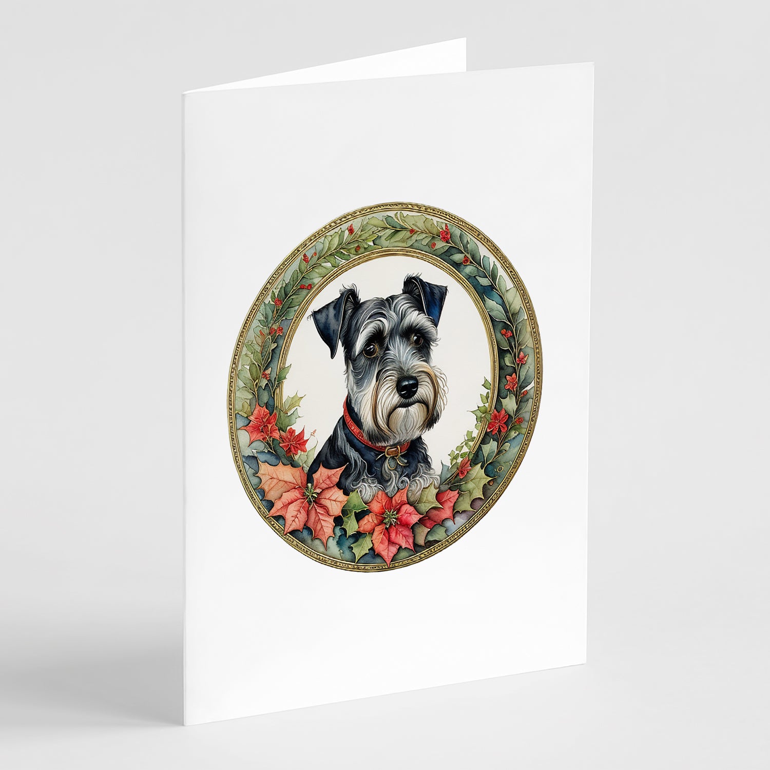 Buy this Schnauzer Christmas Flowers Greeting Cards Pack of 8