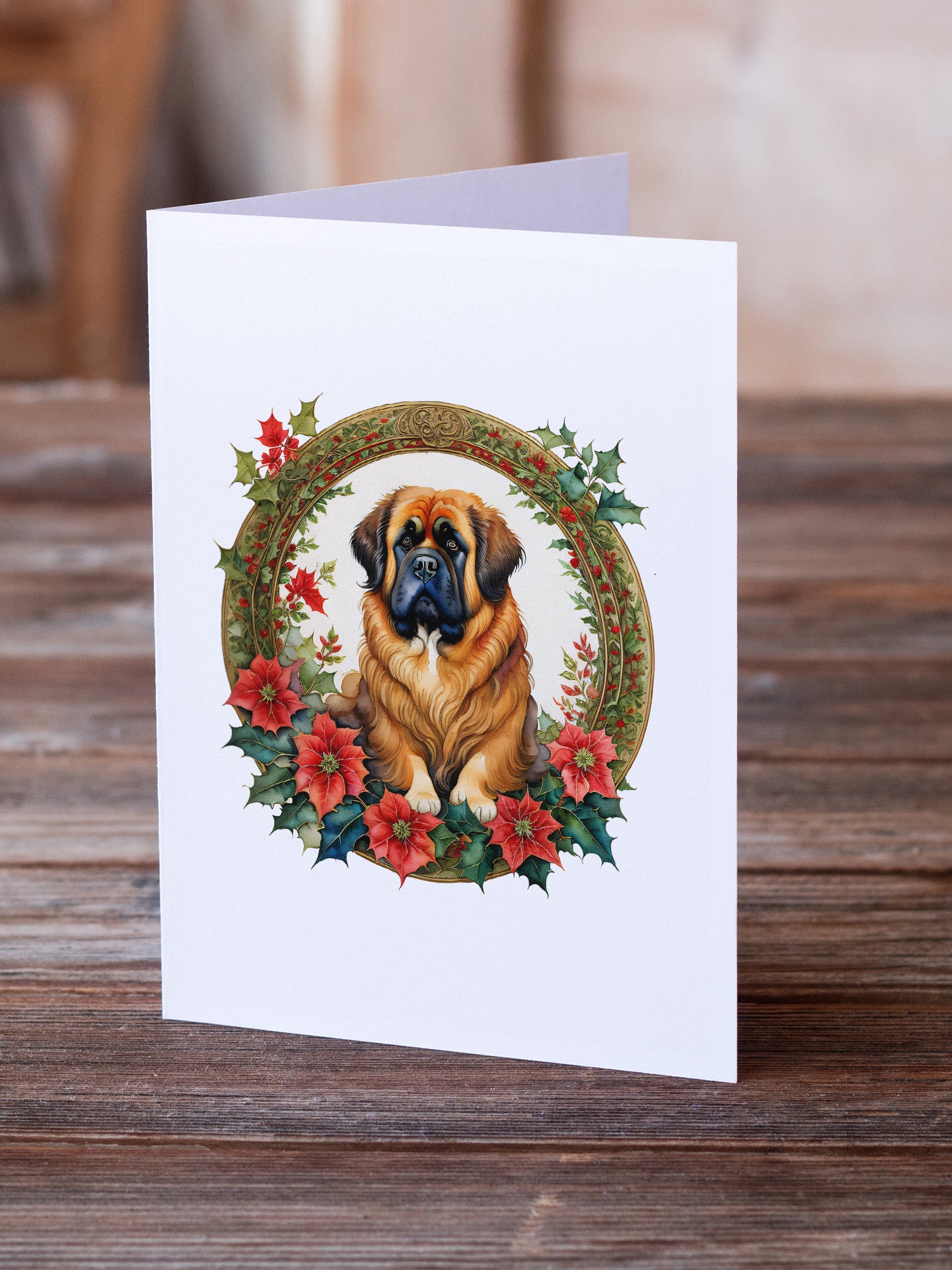 Buy this Tibetan Mastiff Christmas Flowers Greeting Cards Pack of 8