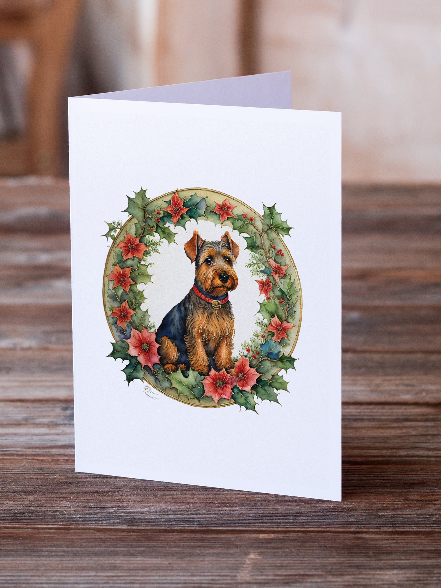 Buy this Welsh Terrier Christmas Flowers Greeting Cards Pack of 8