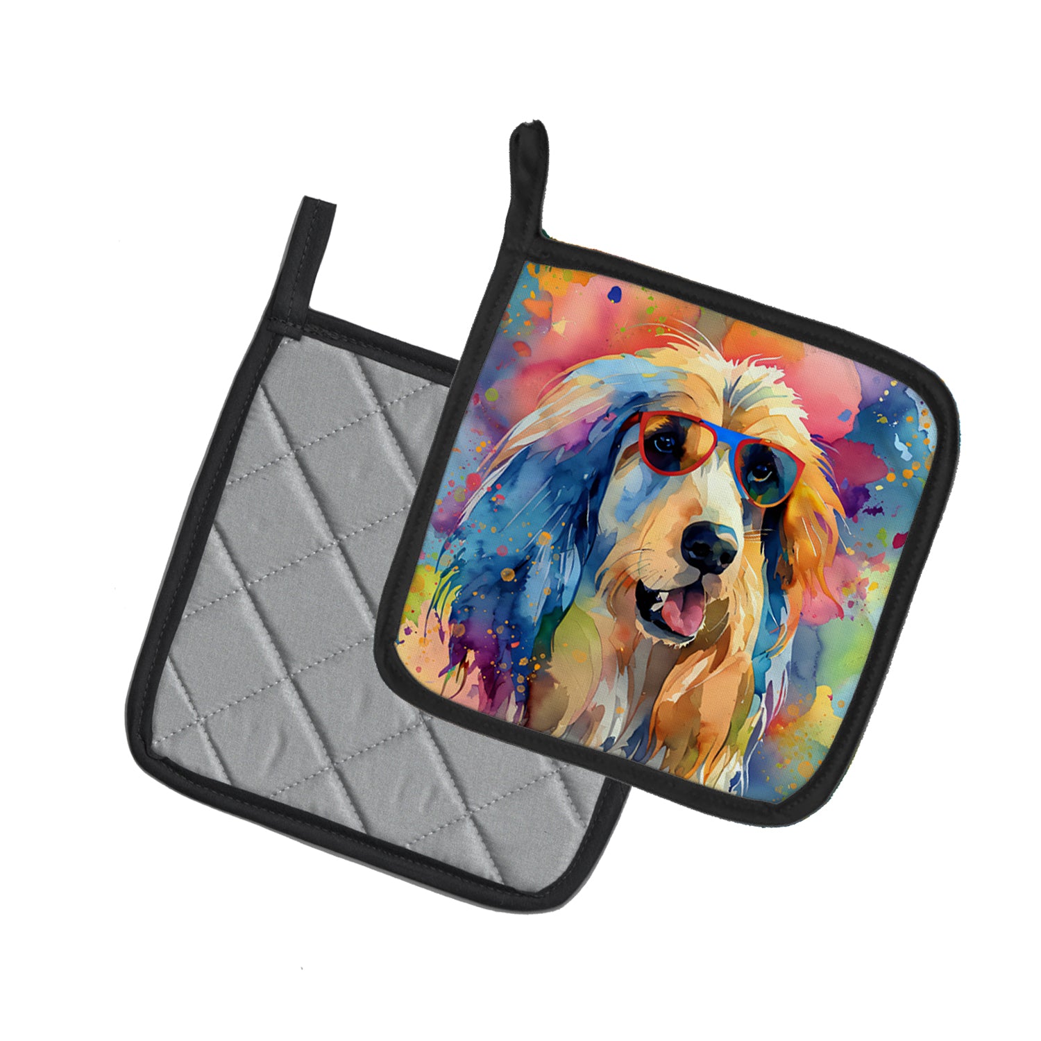 Buy this Afghan Hound Hippie Dawg Pair of Pot Holders
