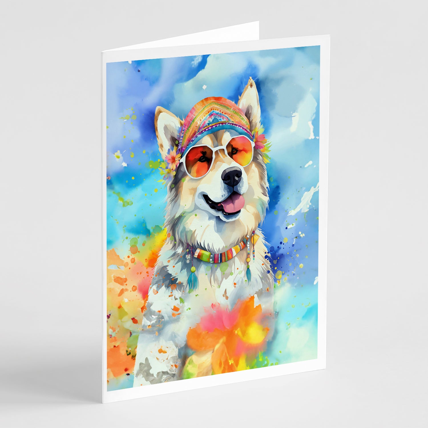 Buy this Alaskan Malamute Hippie Dawg Greeting Cards Pack of 8