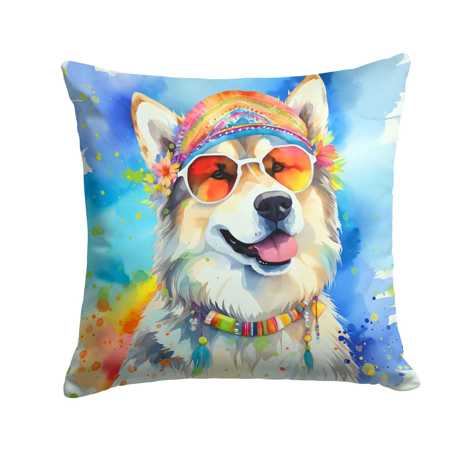 Buy this Alaskan Malamute Hippie Dawg Fabric Decorative Pillow
