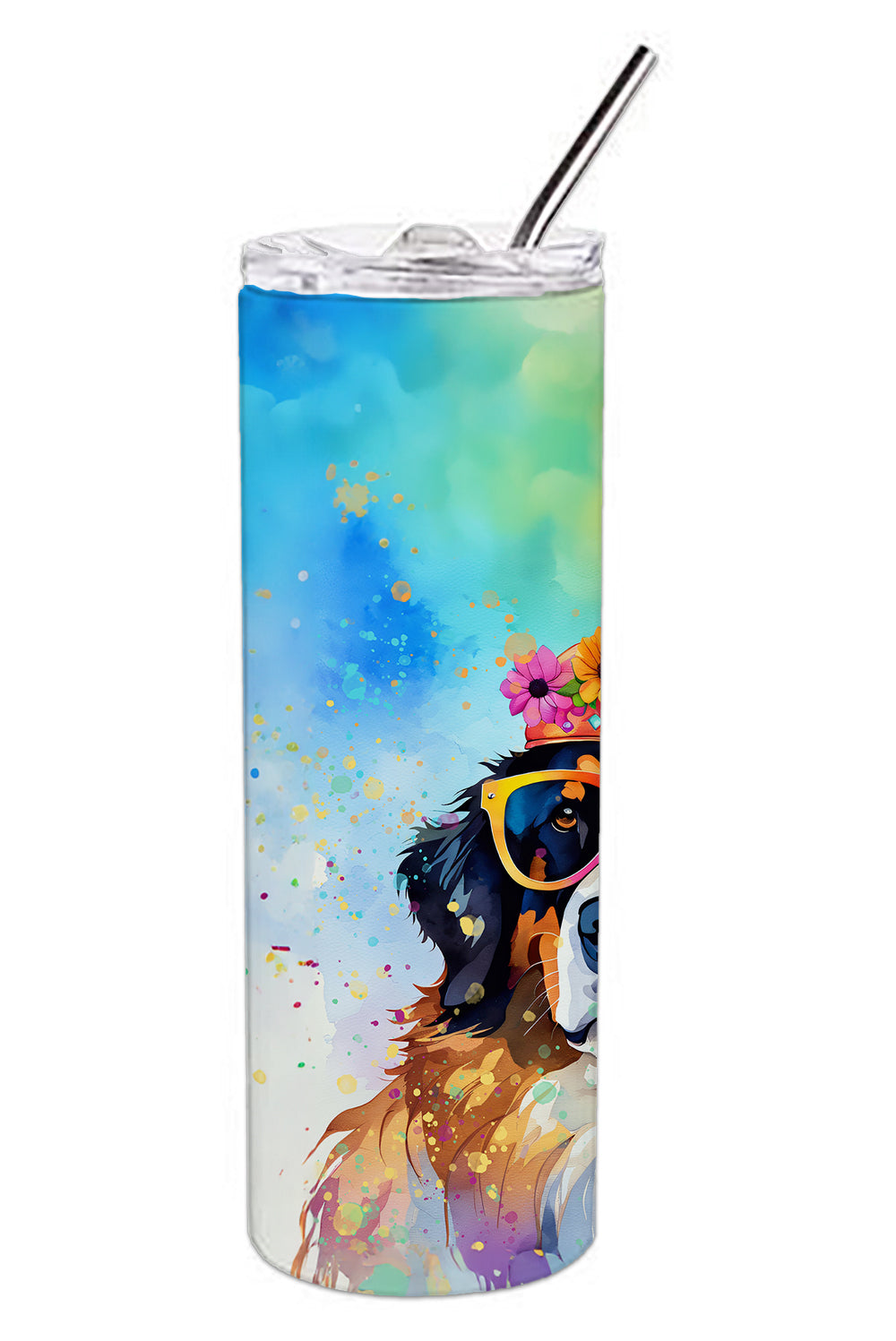 Buy this Bernese Mountain Dog Hippie Dawg Stainless Steel Skinny Tumbler