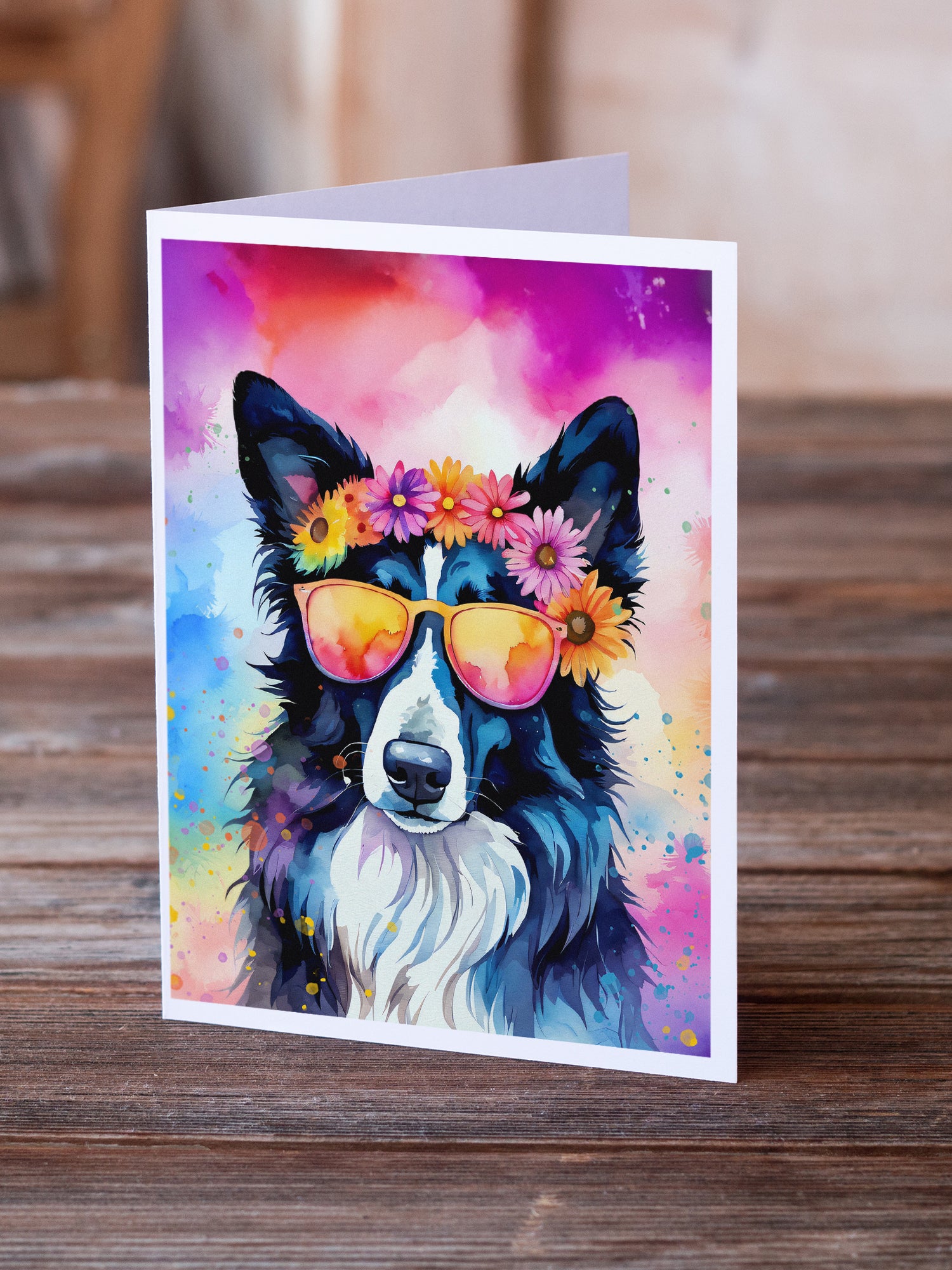 Buy this Border Collie Hippie Dawg Greeting Cards Pack of 8