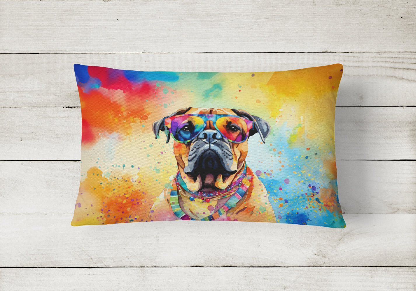 Buy this Bullmastiff Hippie Dawg Fabric Decorative Pillow