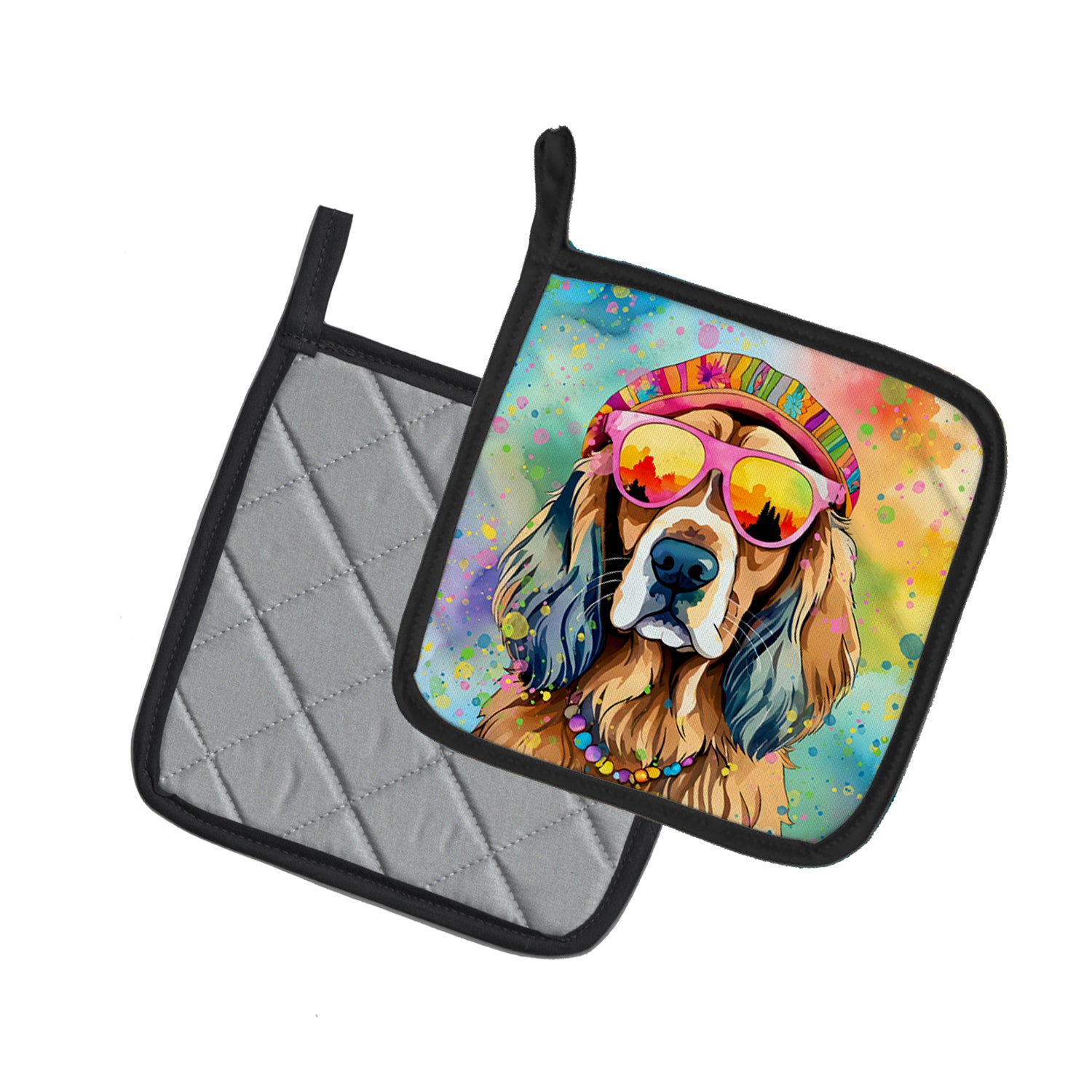 Buy this Cocker Spaniel Hippie Dawg Pair of Pot Holders