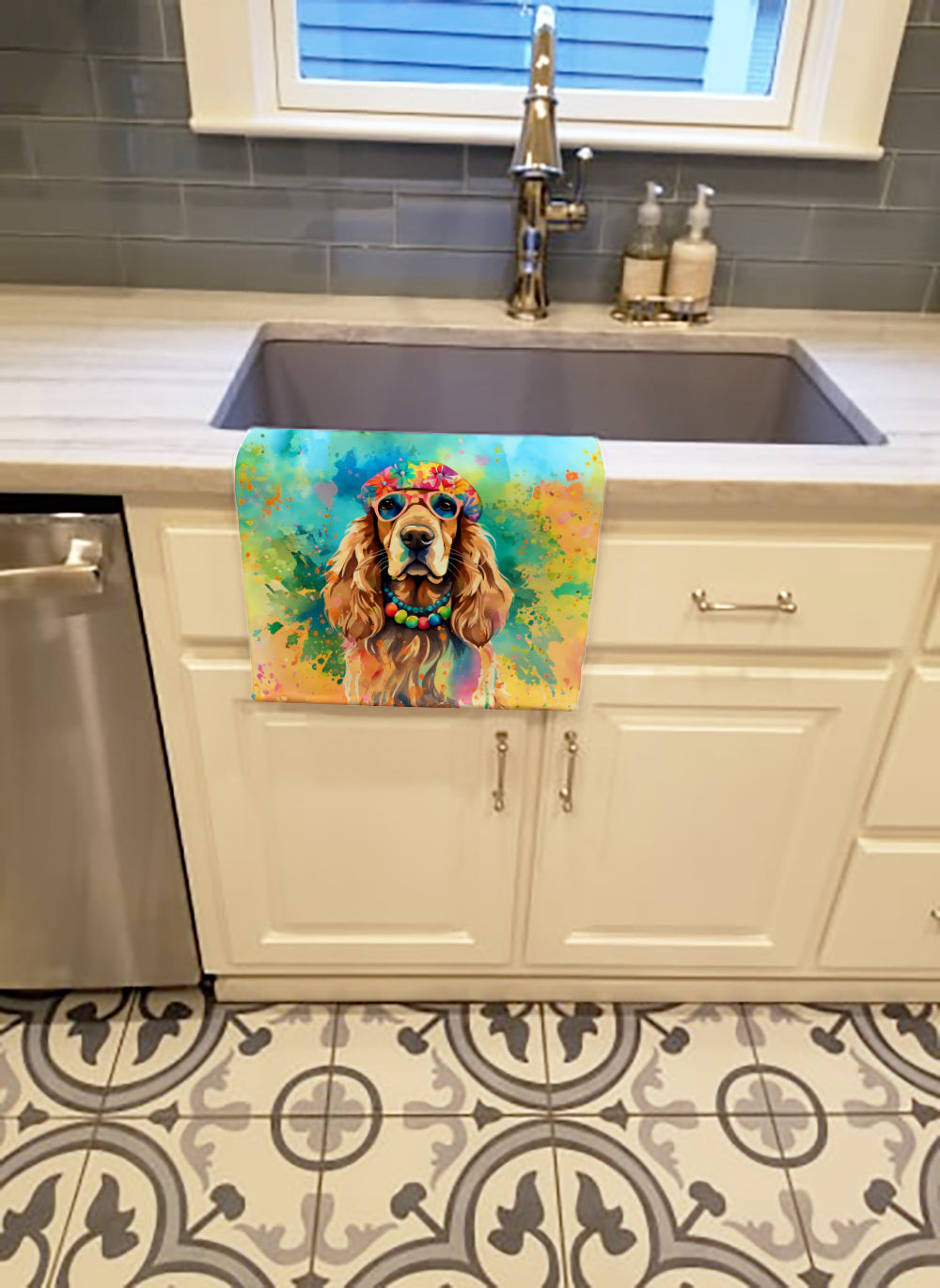 Buy this Cocker Spaniel Hippie Dawg Kitchen Towel