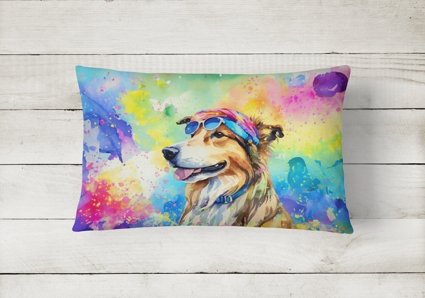 Buy this Collie Hippie Dawg Fabric Decorative Pillow
