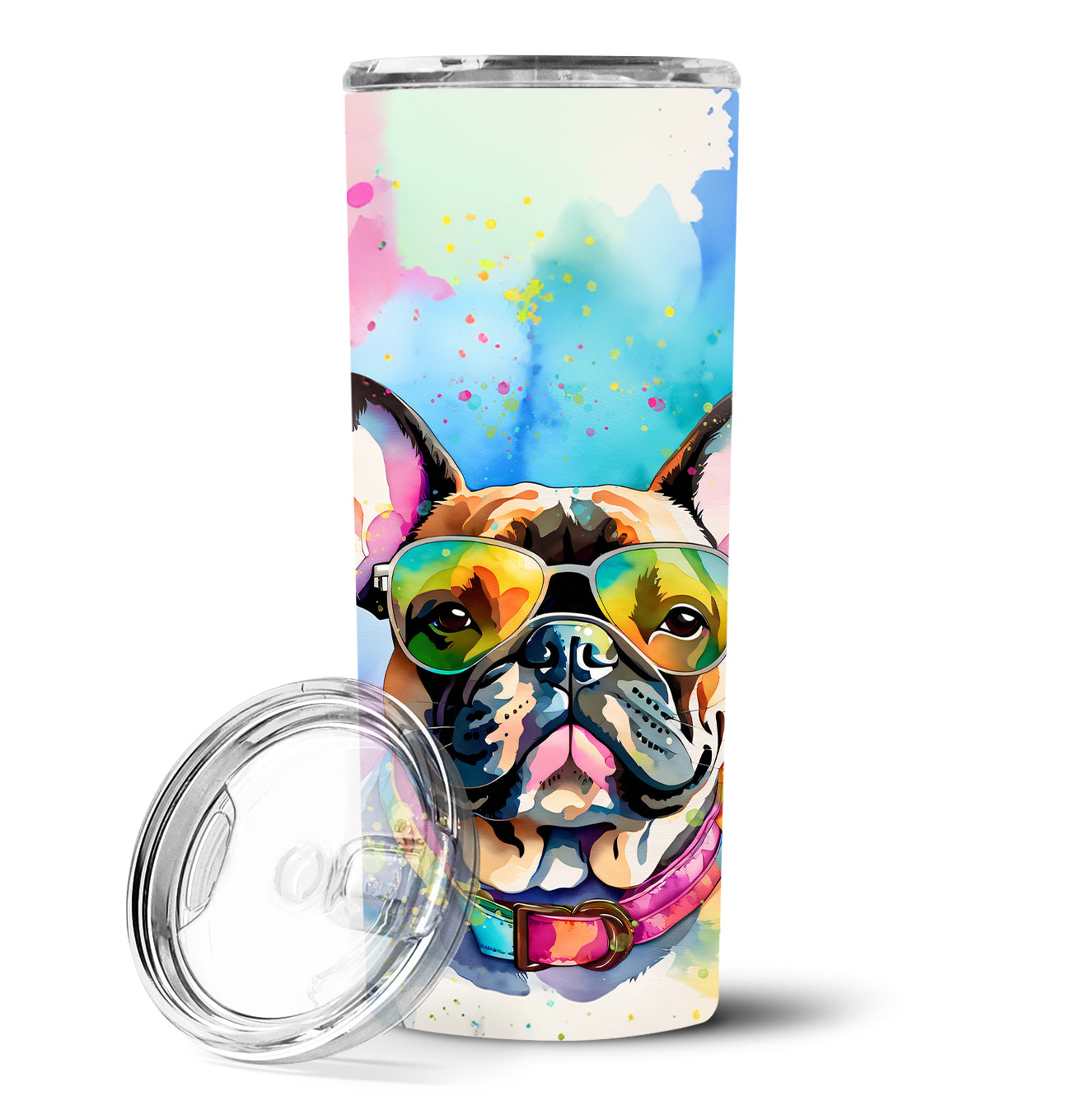 Buy this French Bulldog Hippie Dawg Stainless Steel Skinny Tumbler