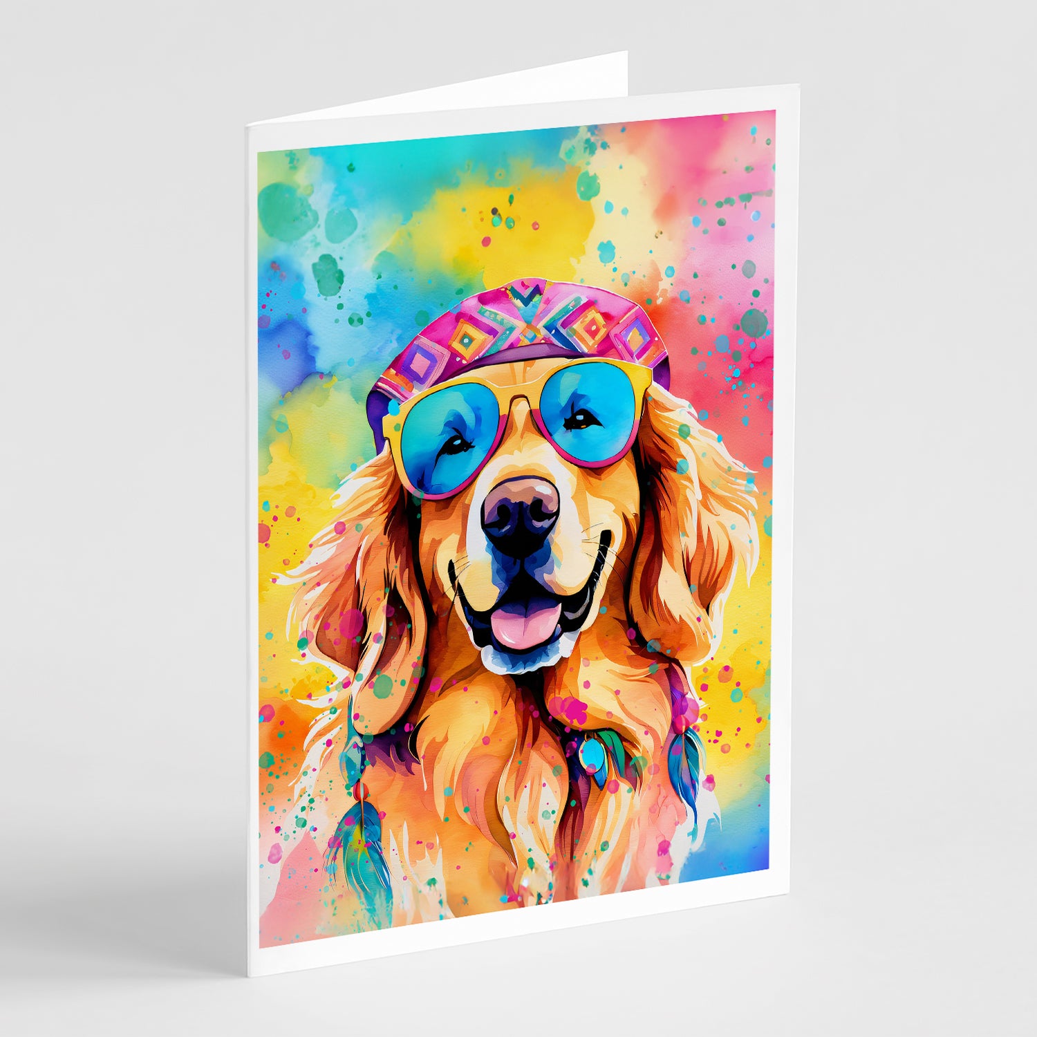 Buy this Golden Retriever Hippie Dawg Greeting Cards Pack of 8