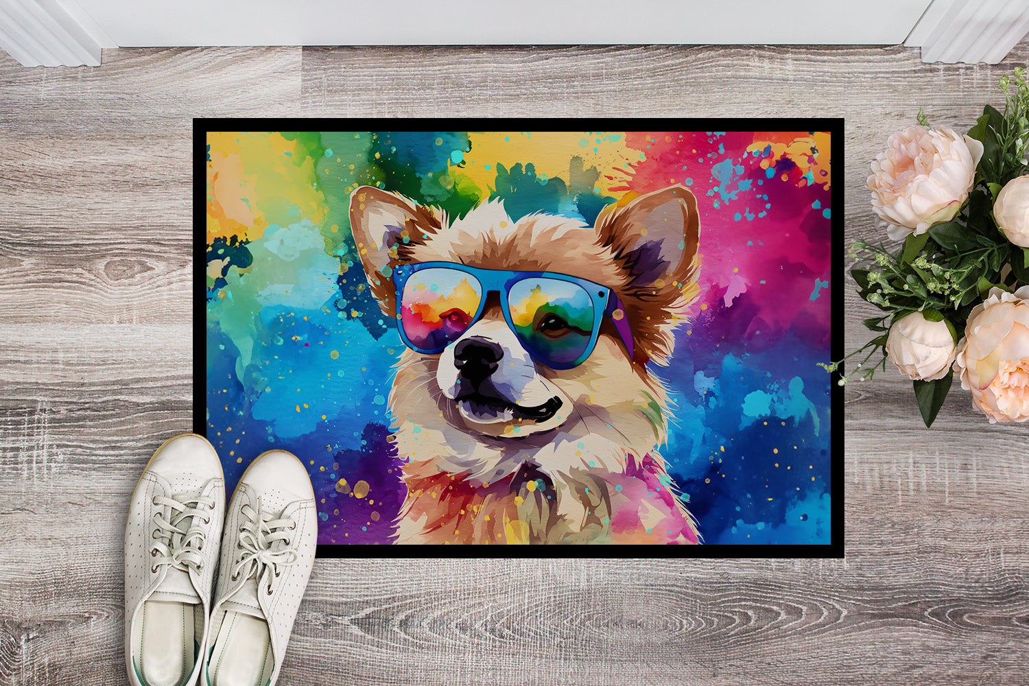 Buy this Pomeranian Hippie Dawg Indoor or Outdoor Mat 24x36
