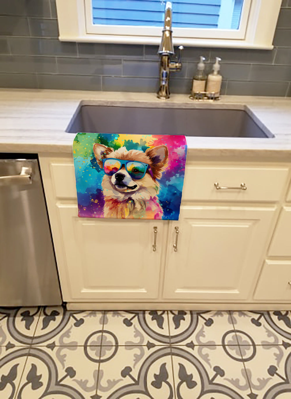 Pomeranian Hippie Dawg Kitchen Towel