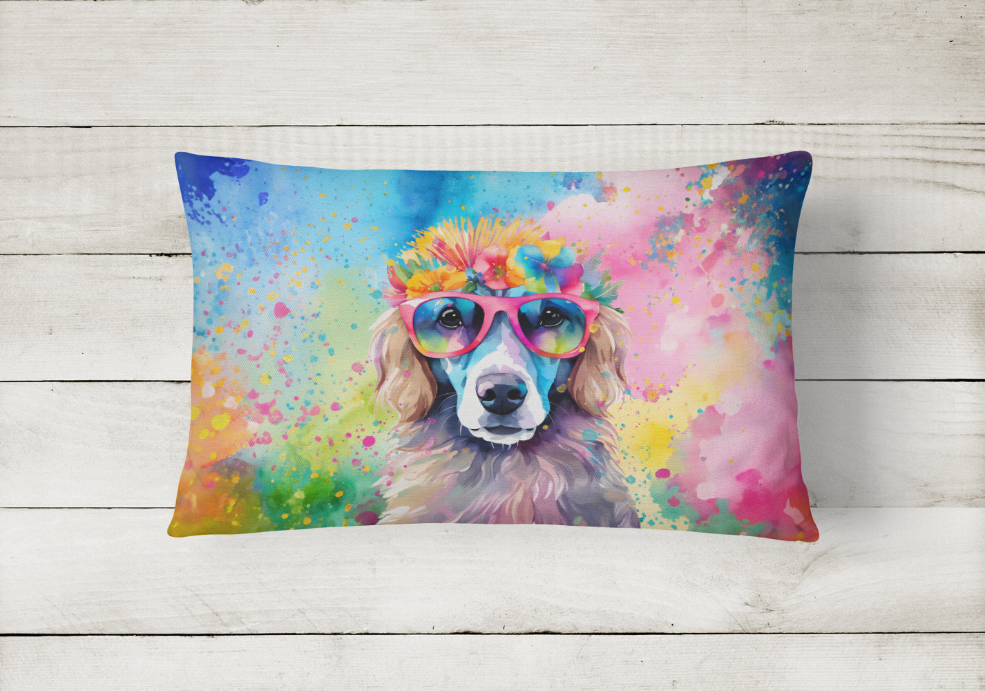 Buy this Poodle Hippie Dawg Fabric Decorative Pillow