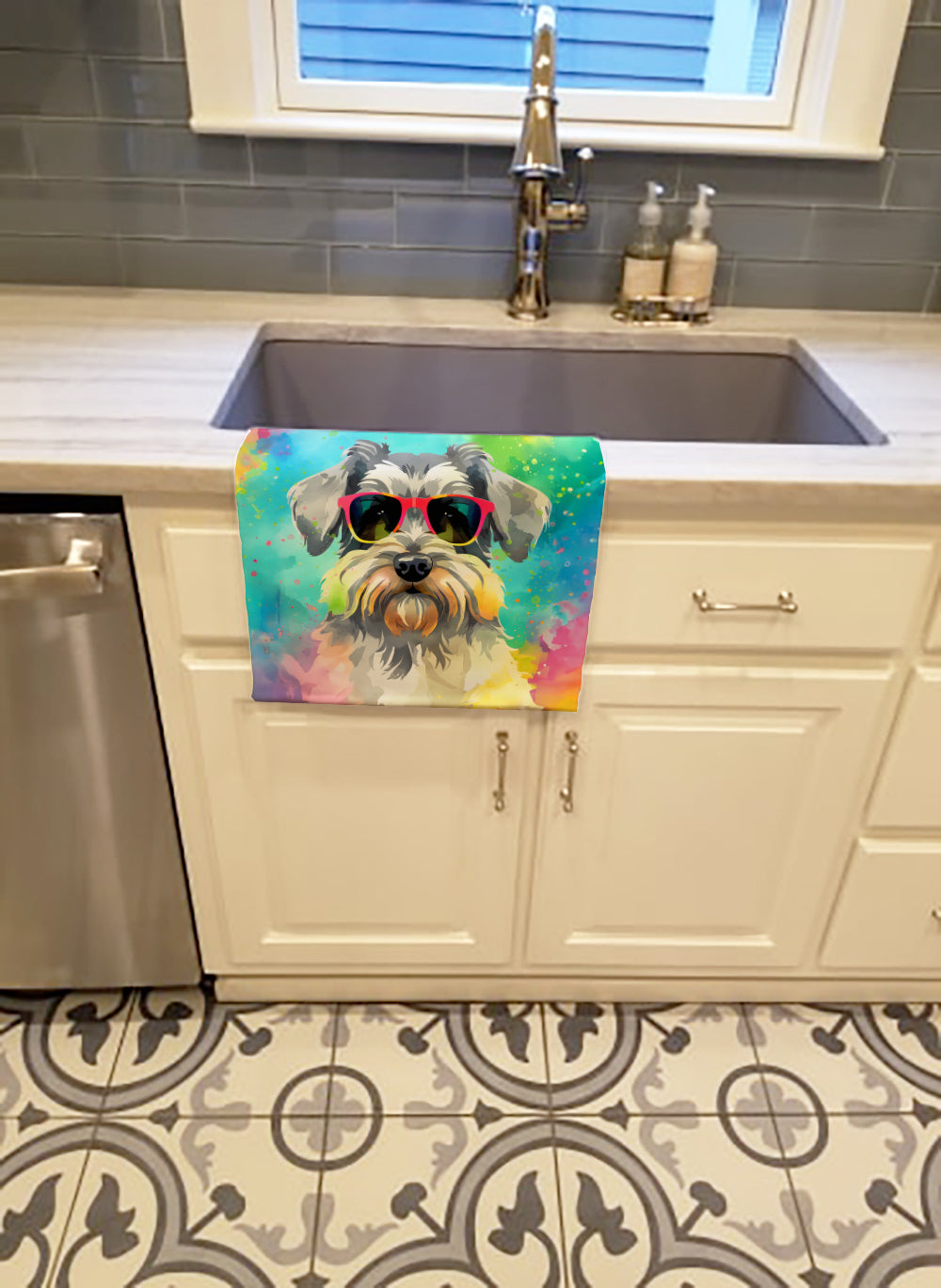 Schnauzer Hippie Dawg Kitchen Towel