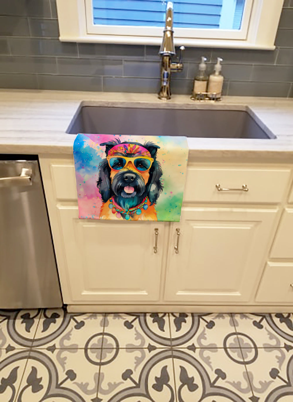 Scottish Terrier Hippie Dawg Kitchen Towel