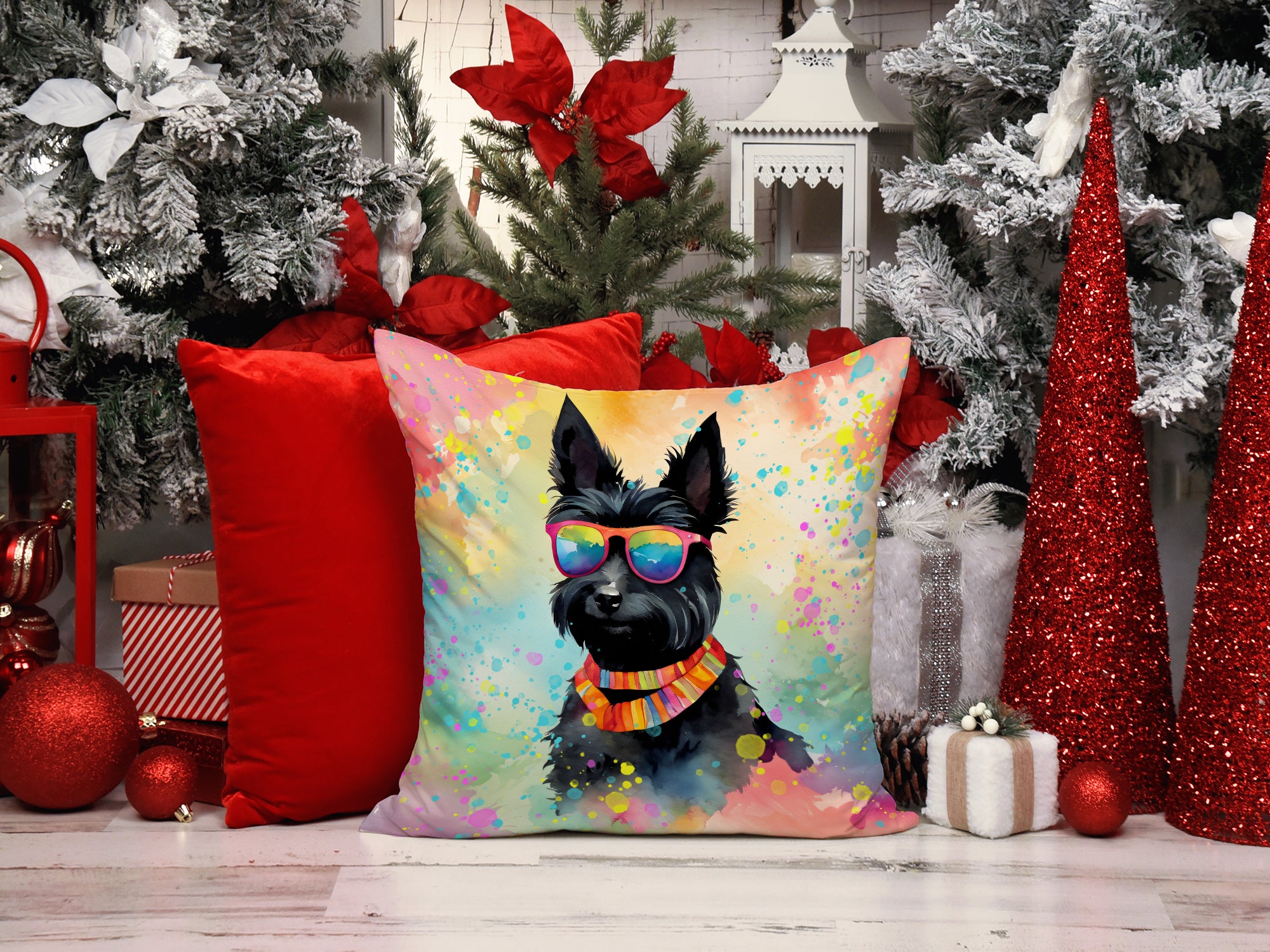 Buy this Scottish Terrier Hippie Dawg Fabric Decorative Pillow