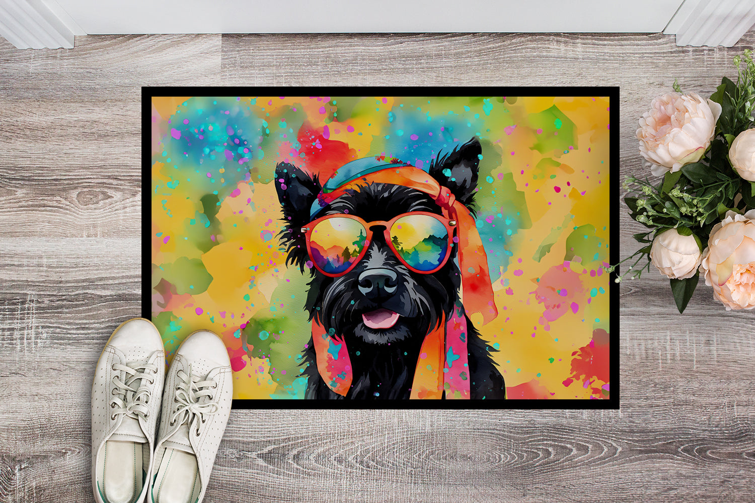 Buy this Scottish Terrier Hippie Dawg Indoor or Outdoor Mat 24x36