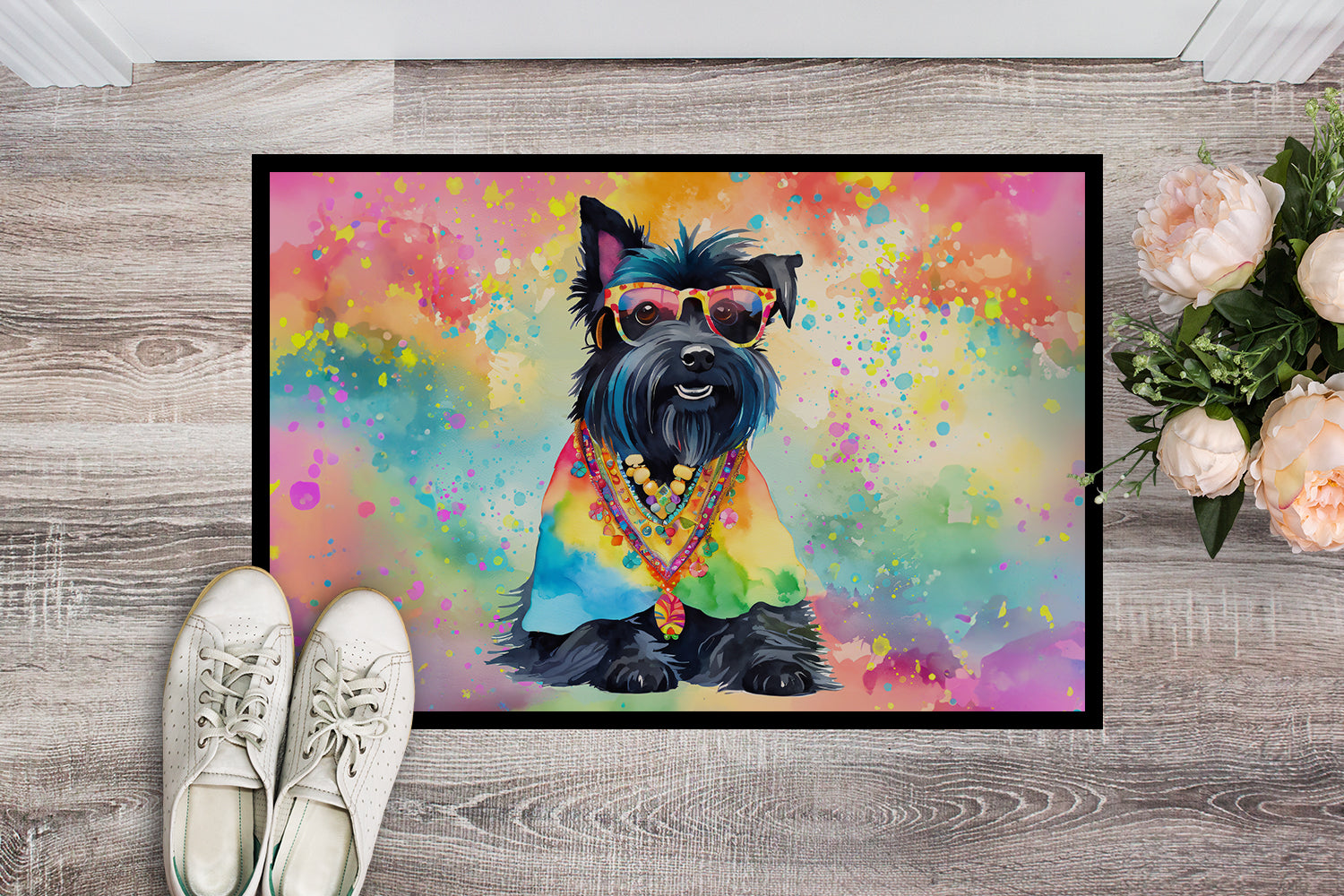 Buy this Scottish Terrier Hippie Dawg Indoor or Outdoor Mat 24x36