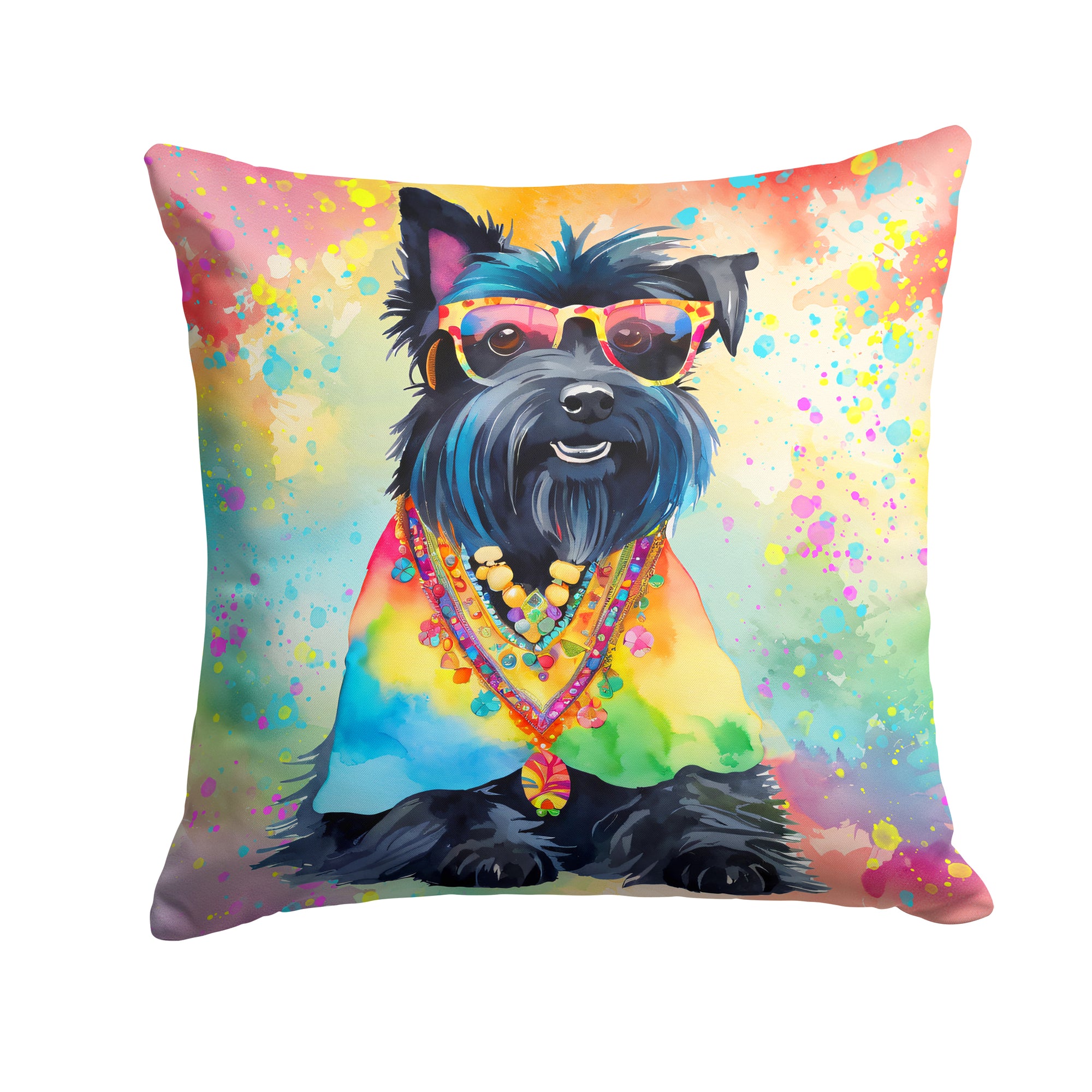 Buy this Scottish Terrier Hippie Dawg Fabric Decorative Pillow