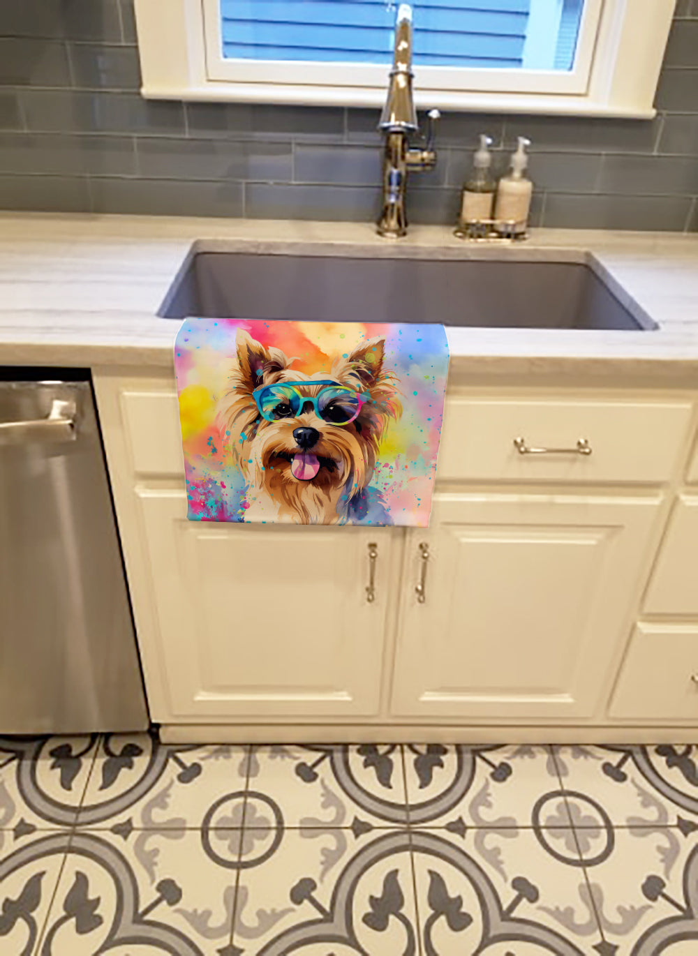 Yorkshire Terrier Hippie Dawg Kitchen Towel