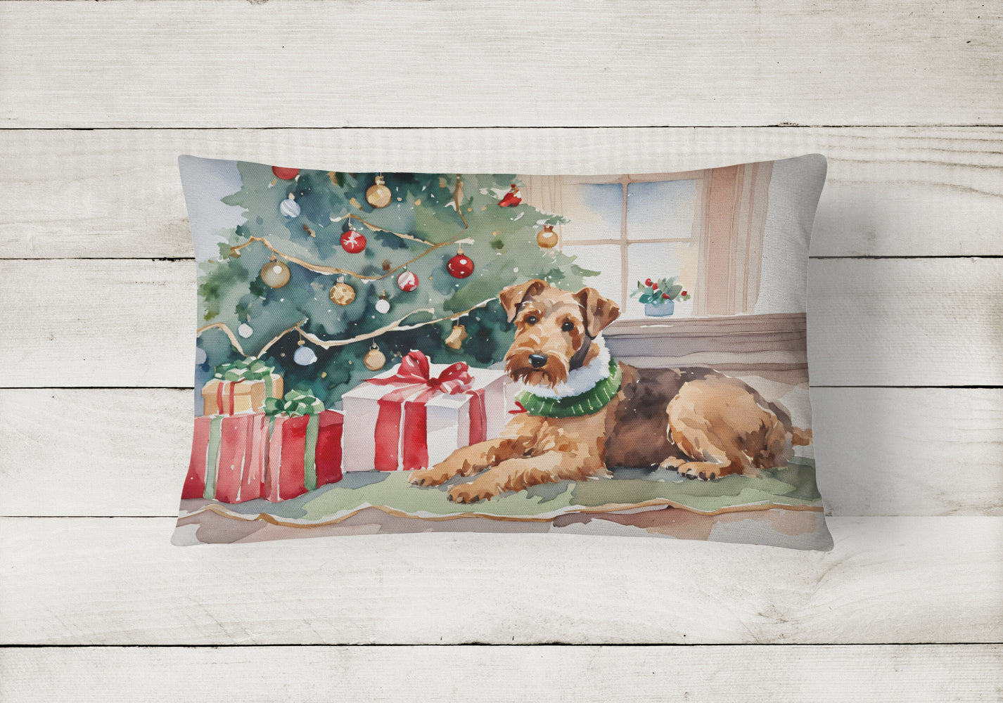 Buy this Airedale Terrier Cozy Christmas Throw Pillow