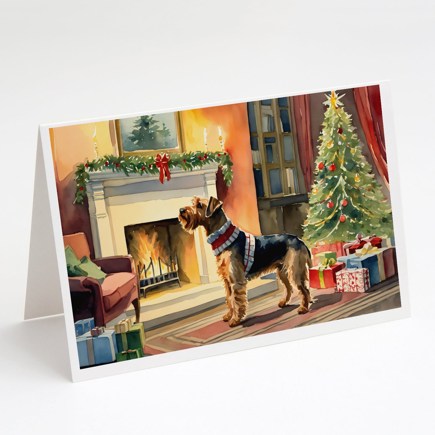 Buy this Airedale Terrier Cozy Christmas Greeting Cards Pack of 8