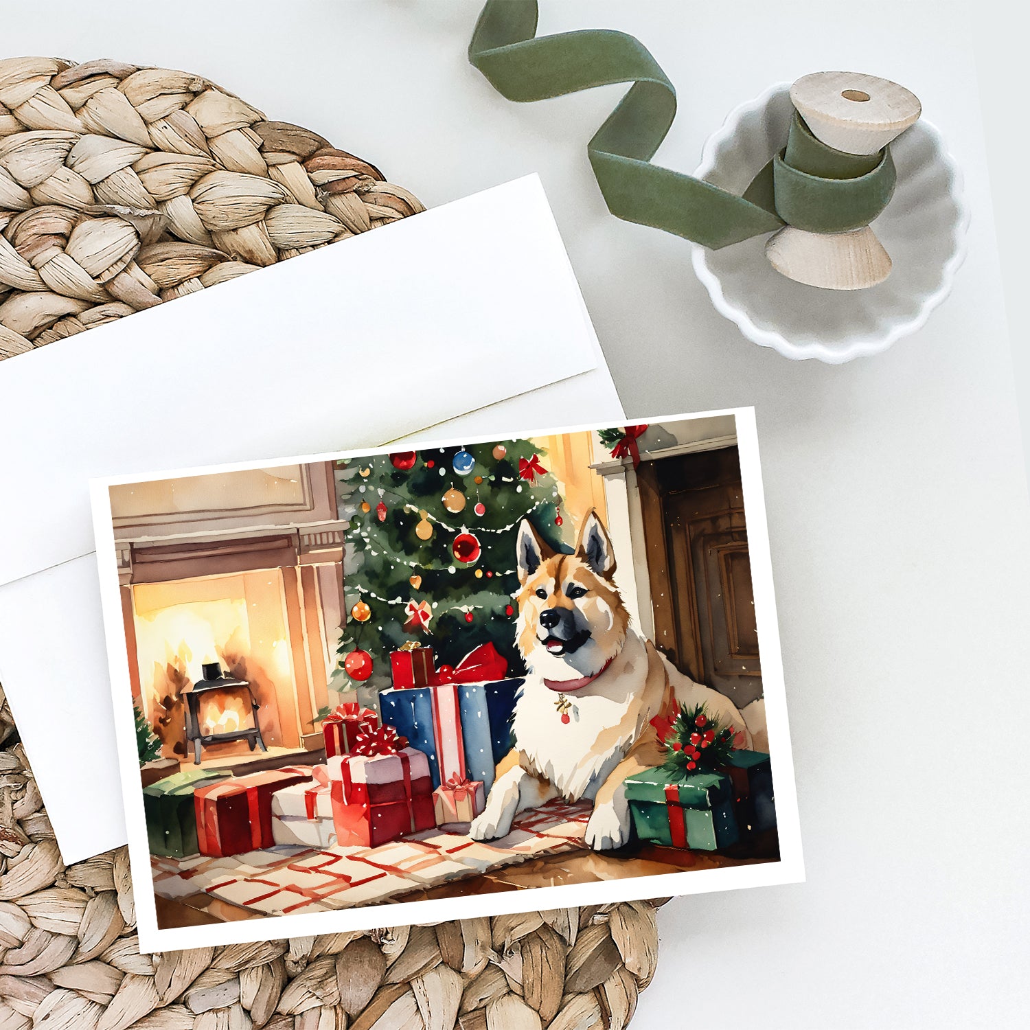 Buy this Akita Cozy Christmas Greeting Cards Pack of 8
