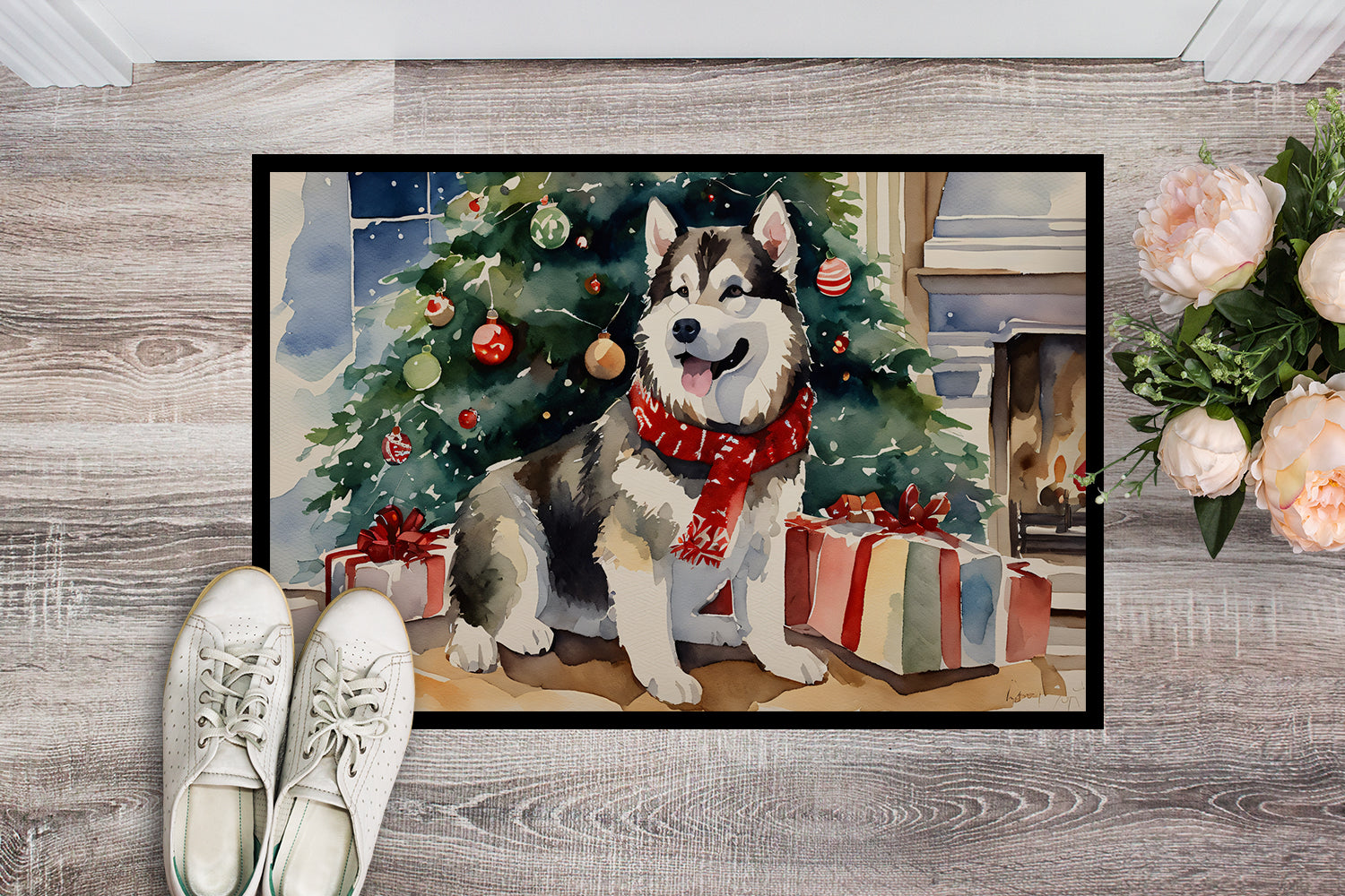 Buy this Alaskan Malamute Cozy Christmas Doormat