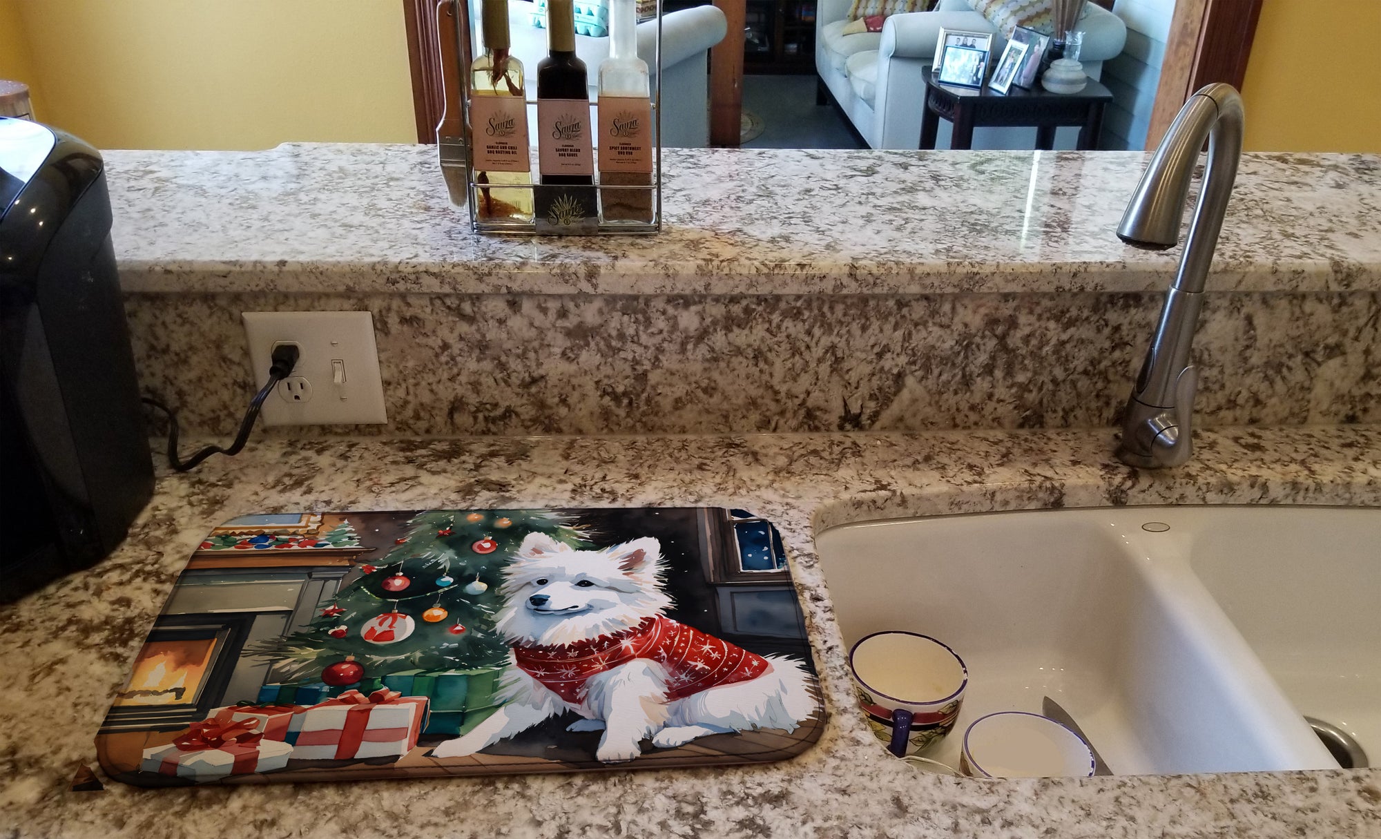 Buy this American Eskimo Cozy Christmas Dish Drying Mat