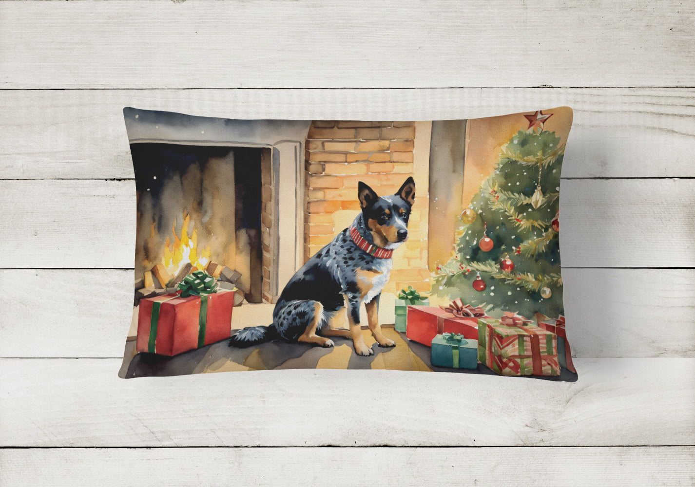 Buy this Australian Cattle Dog Cozy Christmas Throw Pillow