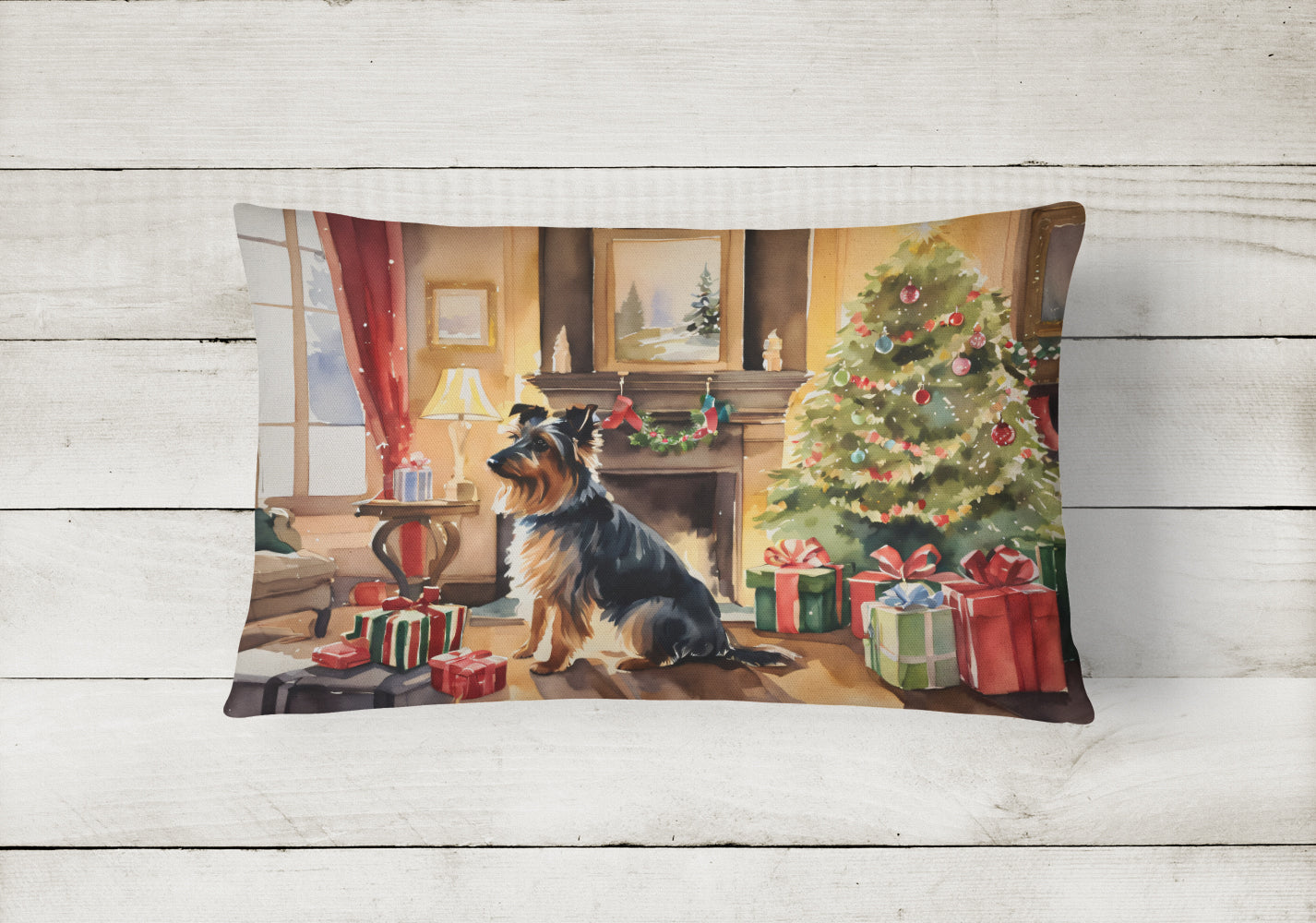 Buy this Australian Terrier Cozy Christmas Throw Pillow