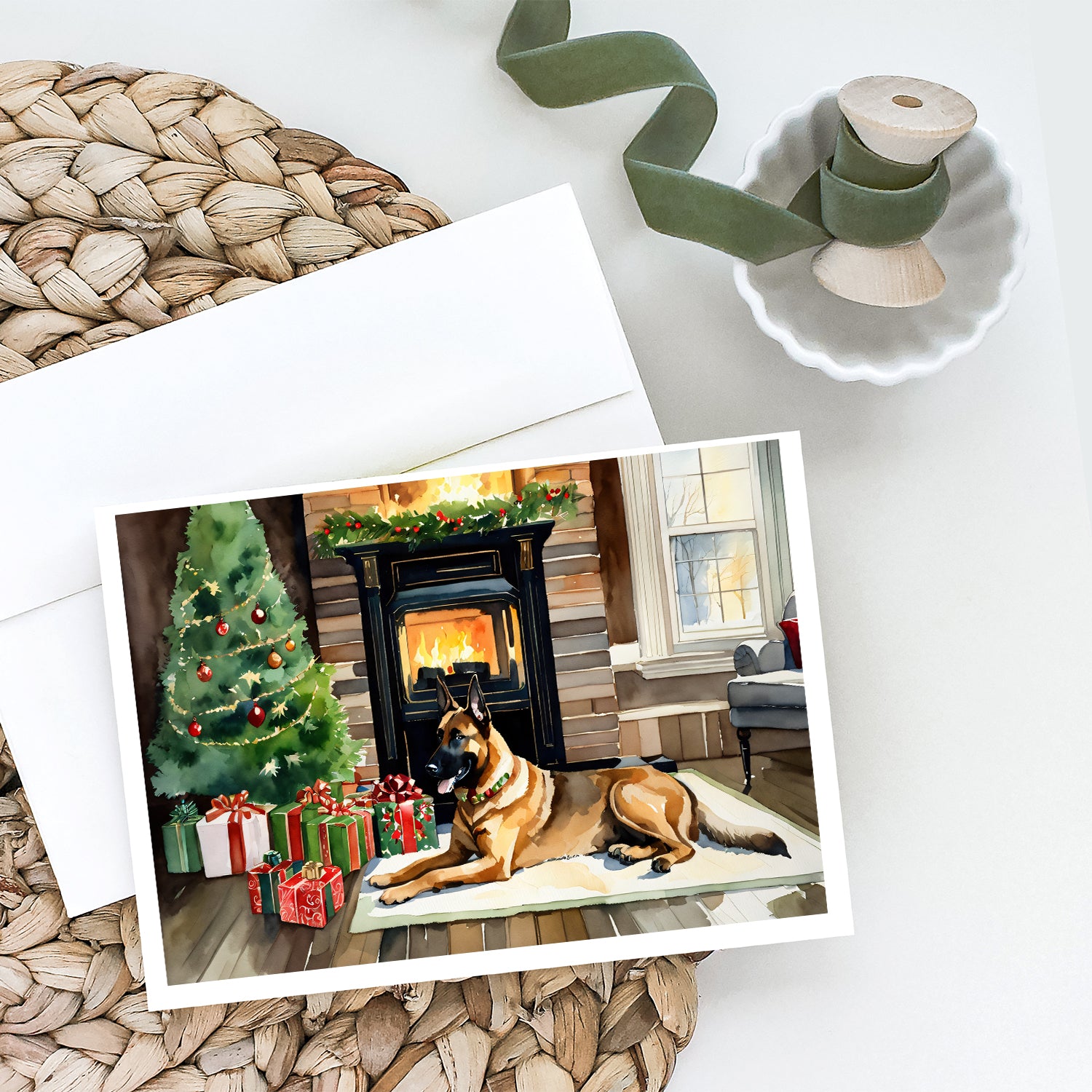 Buy this Belgian Malinois Cozy Christmas Greeting Cards Pack of 8