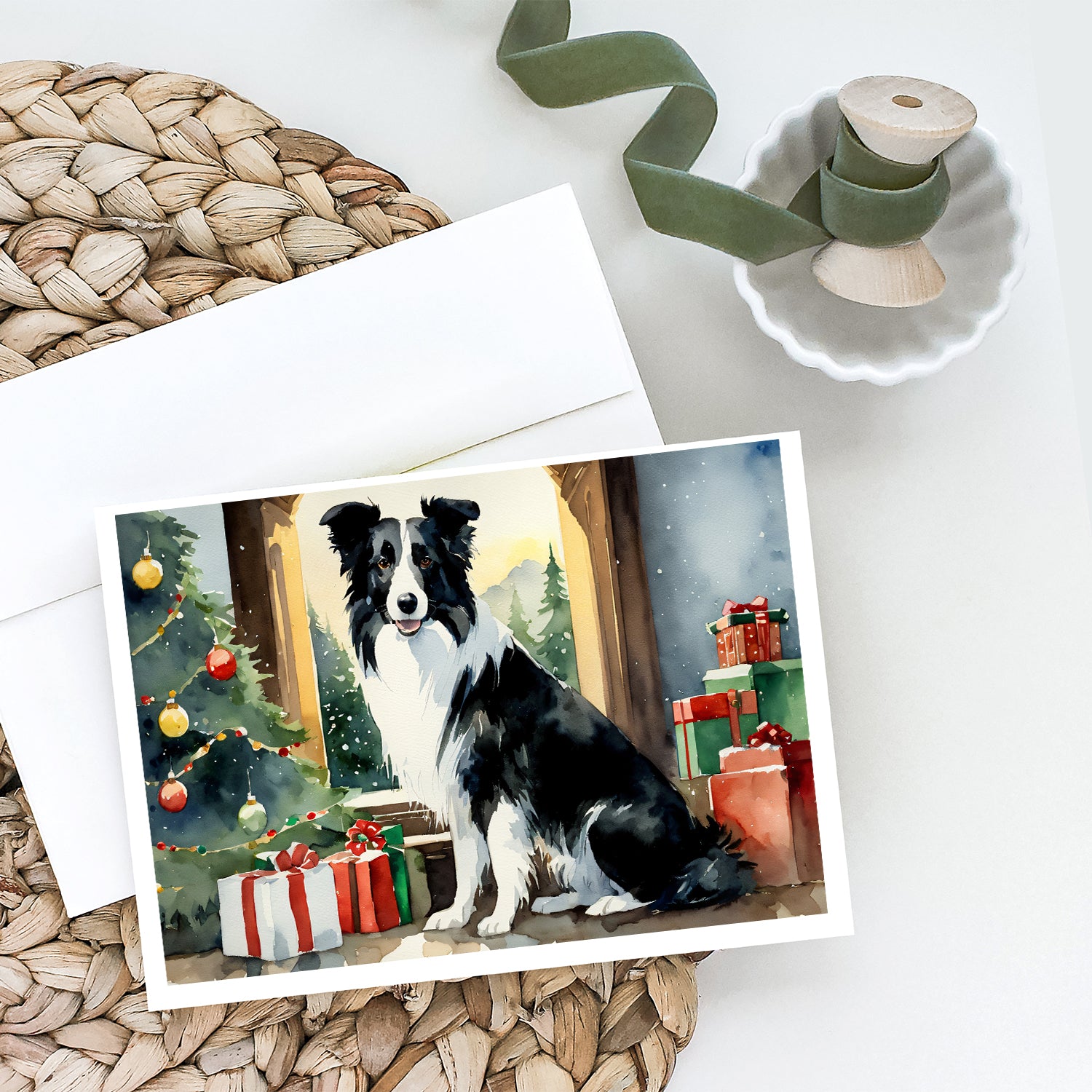 Buy this Border Collie Cozy Christmas Greeting Cards Pack of 8