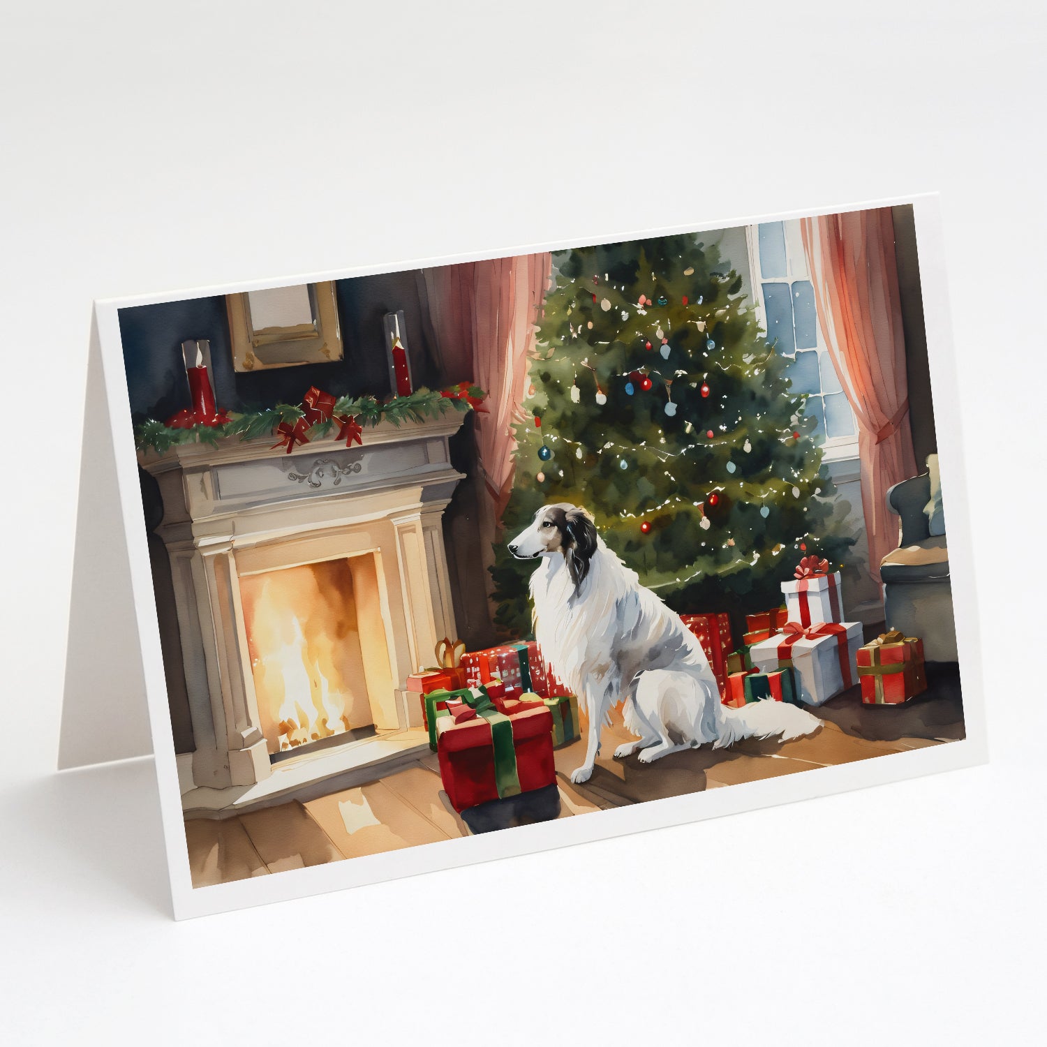Buy this Borzoi Cozy Christmas Greeting Cards Pack of 8