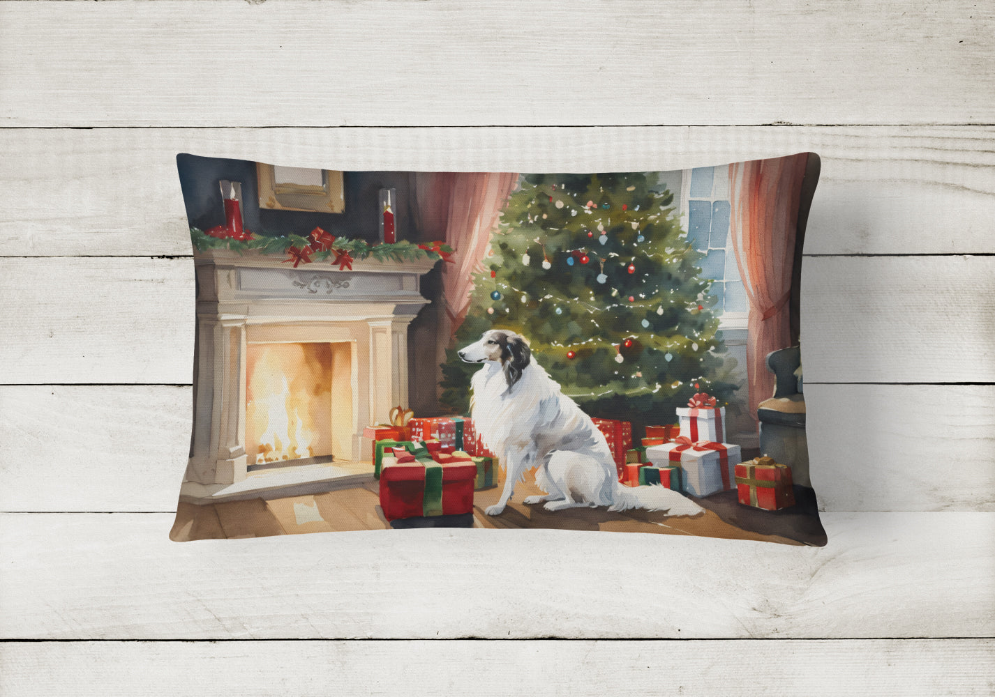 Buy this Borzoi Cozy Christmas Throw Pillow