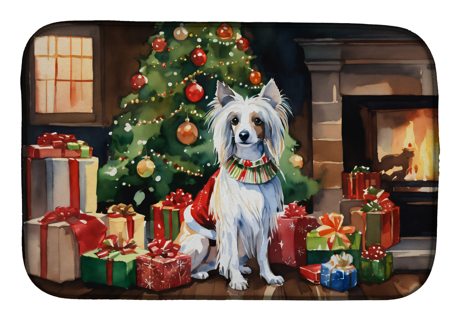 Buy this Chinese Crested Cozy Christmas Dish Drying Mat