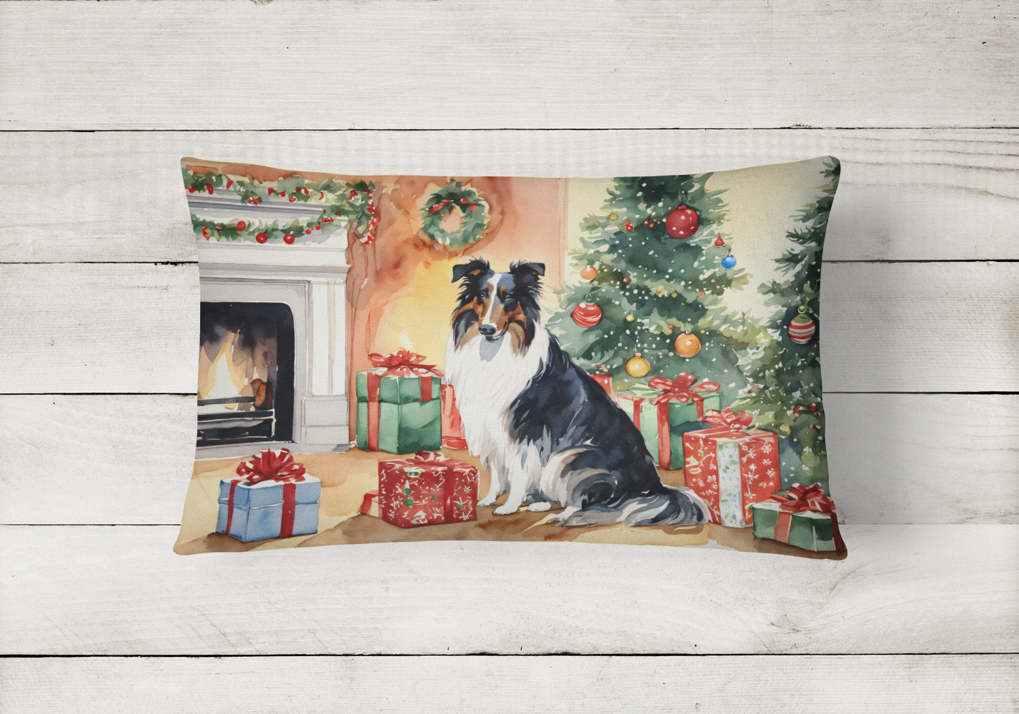 Buy this Collie Cozy Christmas Throw Pillow