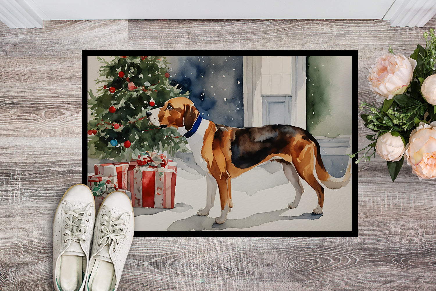 Buy this English Foxhound Cozy Christmas Doormat